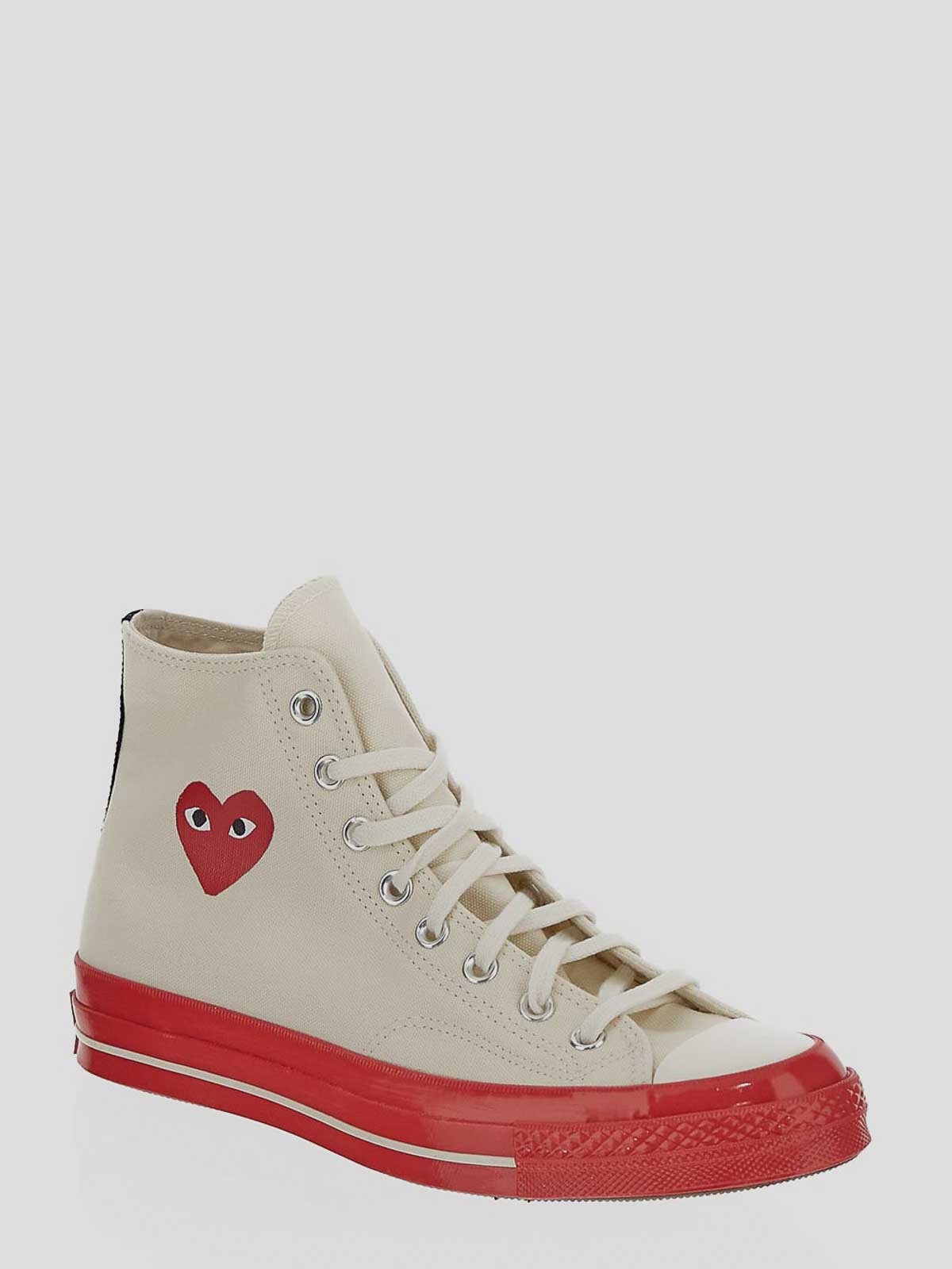 Shop Comme Des Garçons Play High Top Sneakers In White