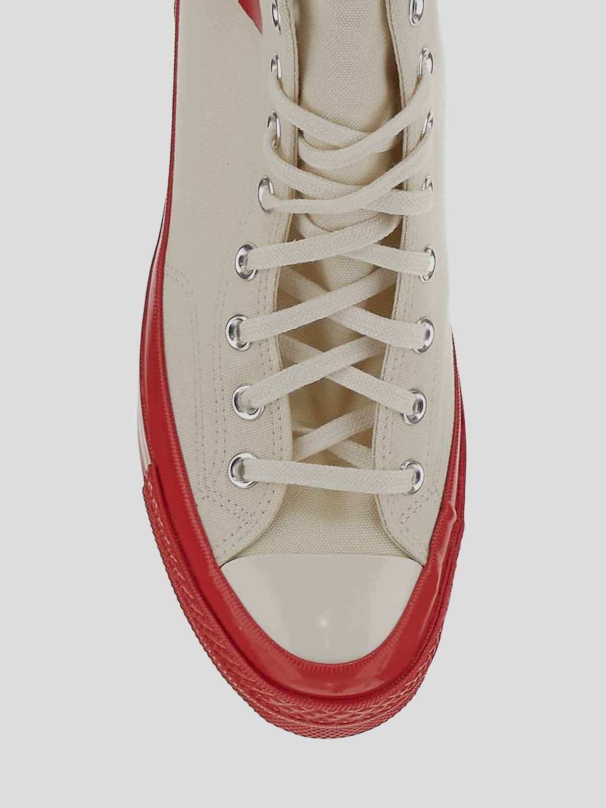 Shop Comme Des Garçons Play High Top Sneakers In White