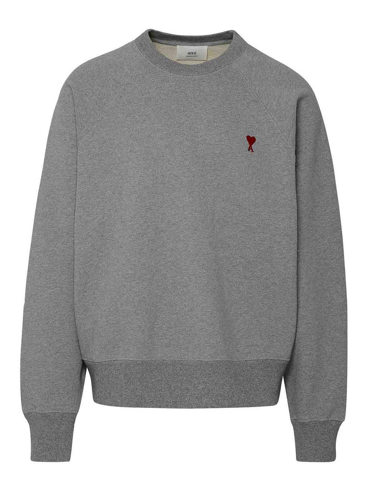 Ami Alexandre Mattiussi Mini Logo Sweatshirt In Grey