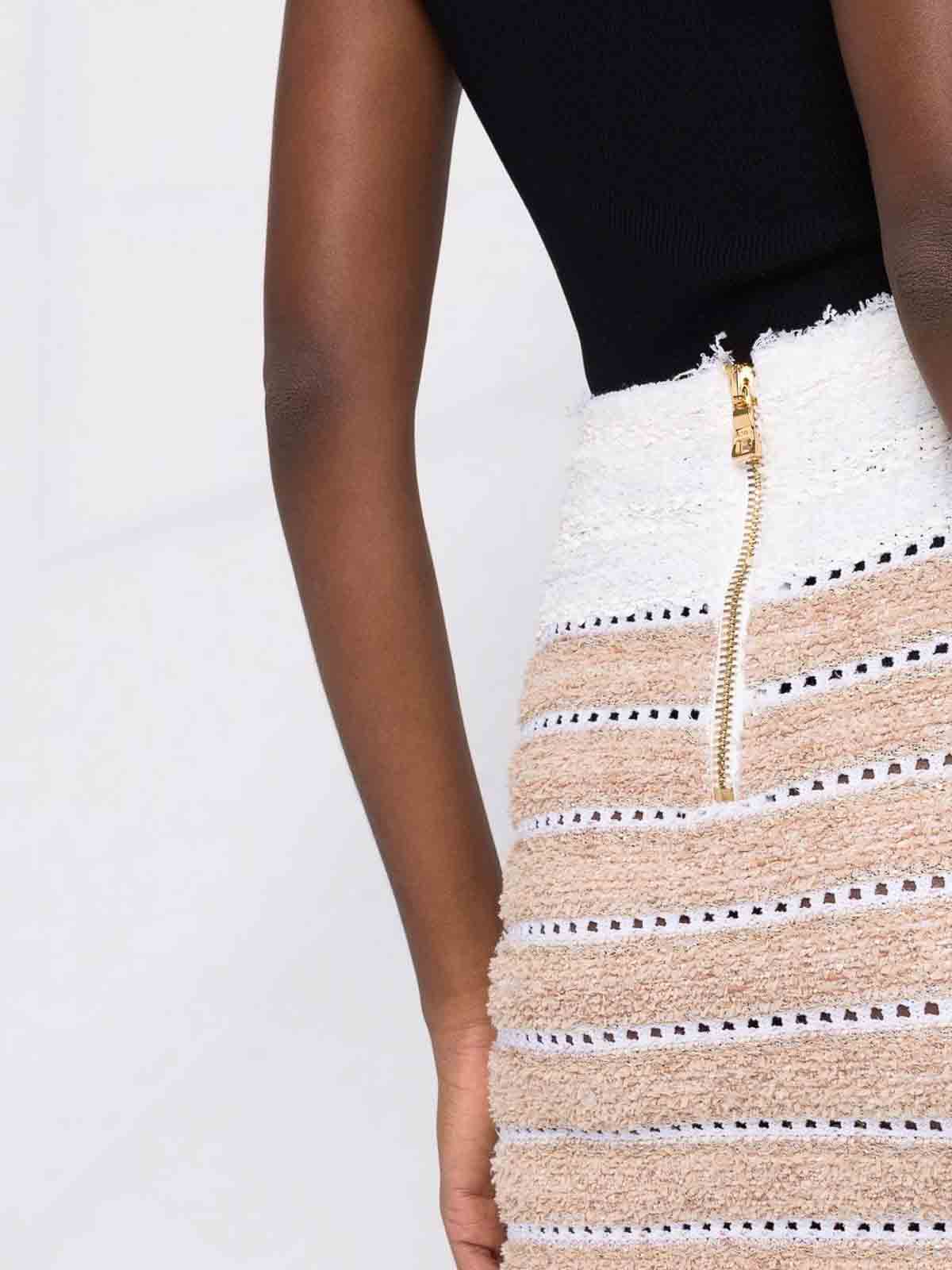 Balmain Balmain Two-Tone Tweed Skirt - White | XF0LC055KB86GIV