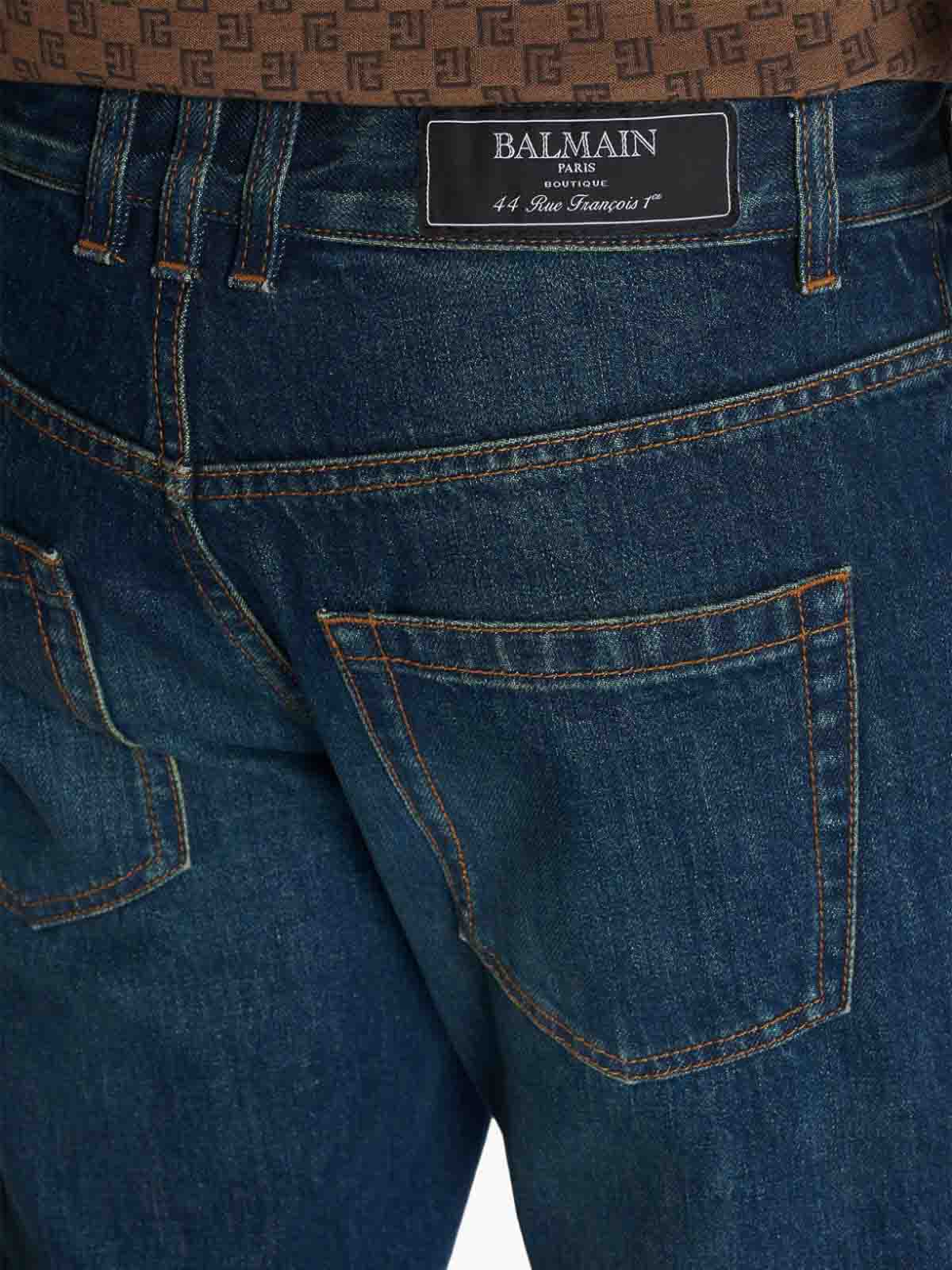 Shop Balmain Vintage Logo-patch Jeans In Blue