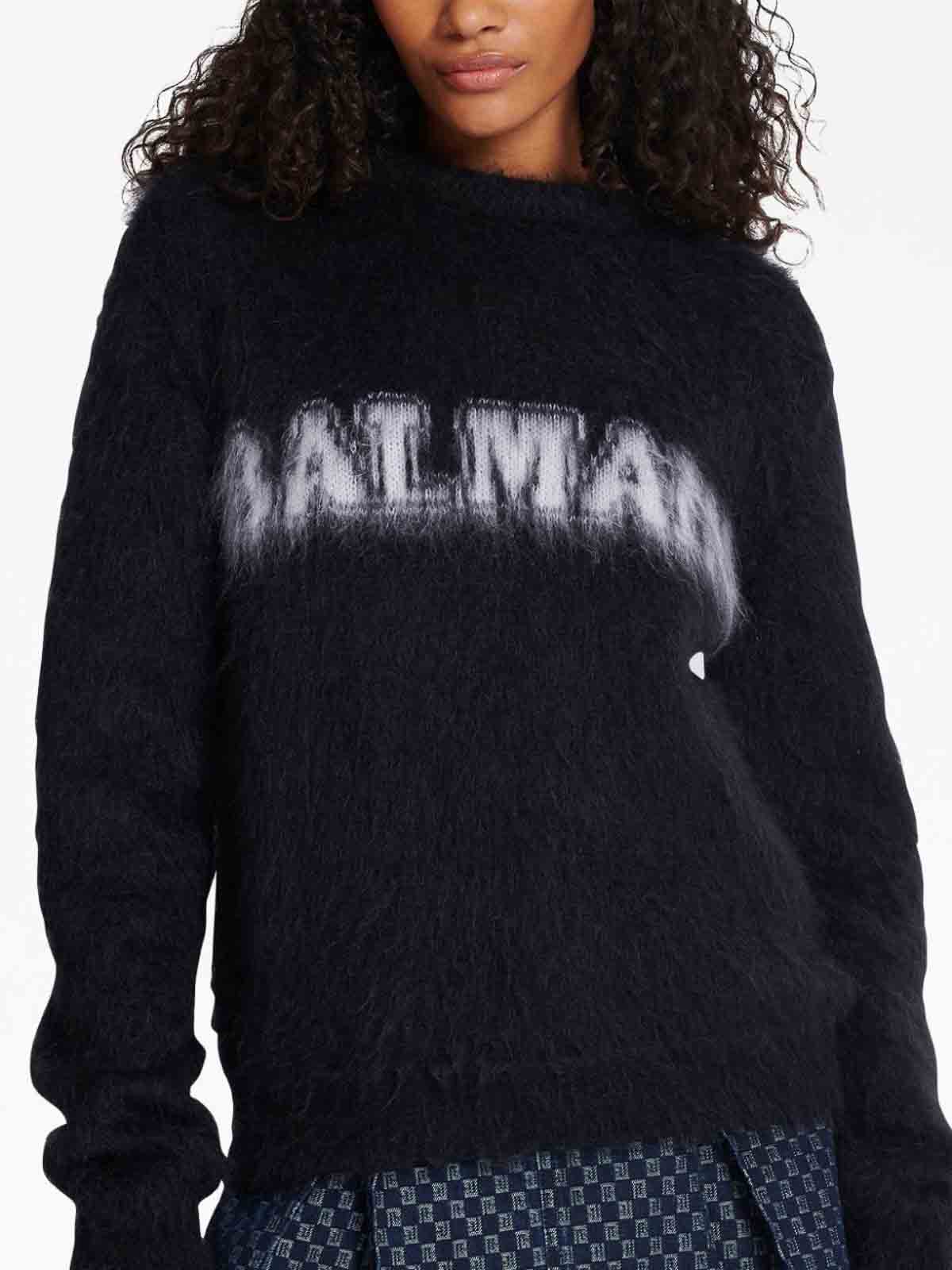 Shop Balmain Logo-jacquard Jumper In Black