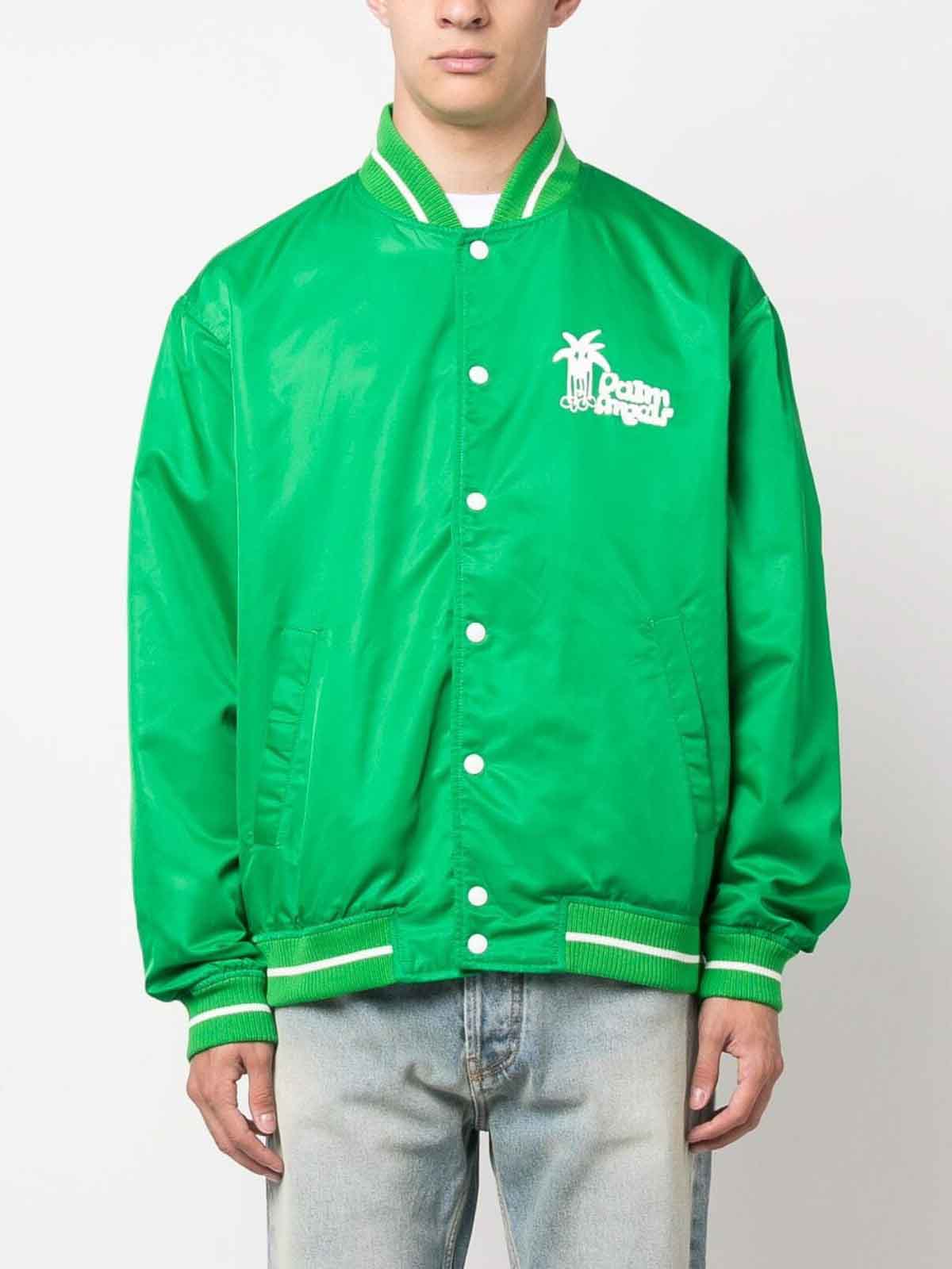 Shop Palm Angels Graphic-print Bomber Jacket In Green
