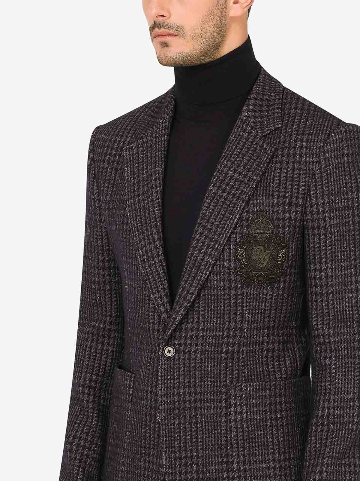 Shop Dolce & Gabbana Checked Blazer In Blue
