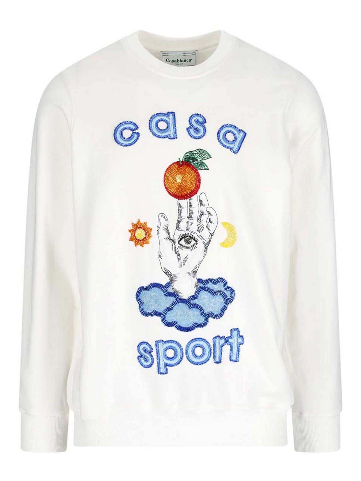 Casablanca Casa Talisman Crew Neck Sweatshirt In White | ModeSens