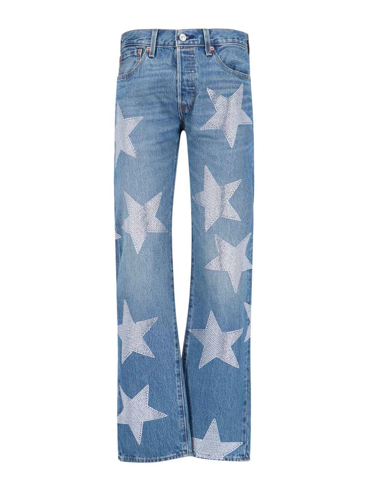 Collina Strada X Levi's® Star Capsule Rhinestone 501® Straight Leg Jeans In Blue