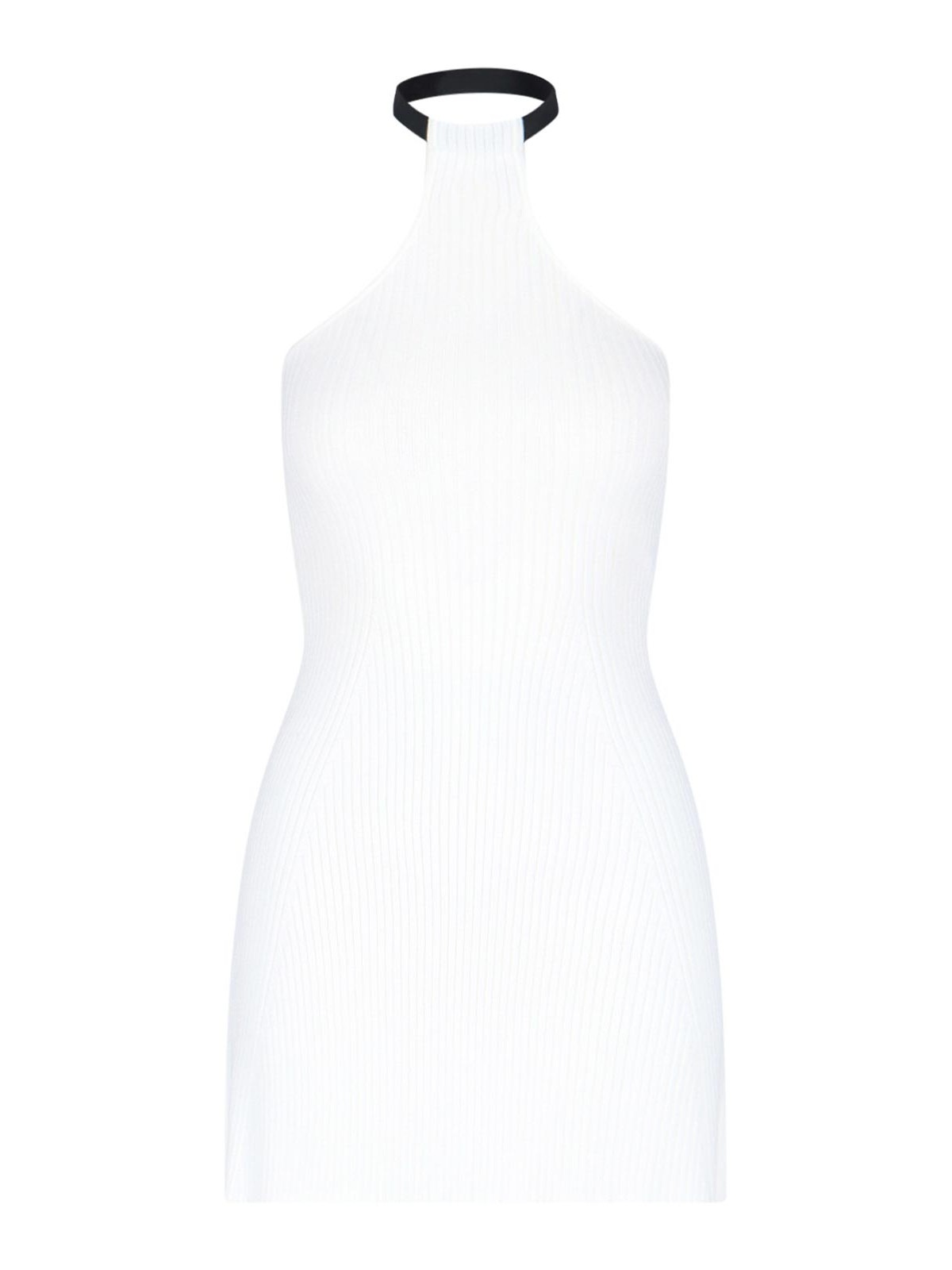 Courrèges Mini Chocker Fine-ribbed Dress In White