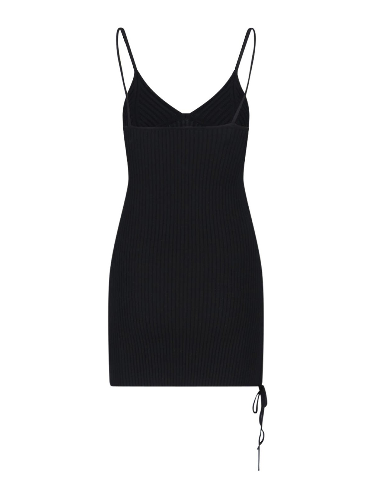 Shop Off-white Ribbed Mini Dress In Black