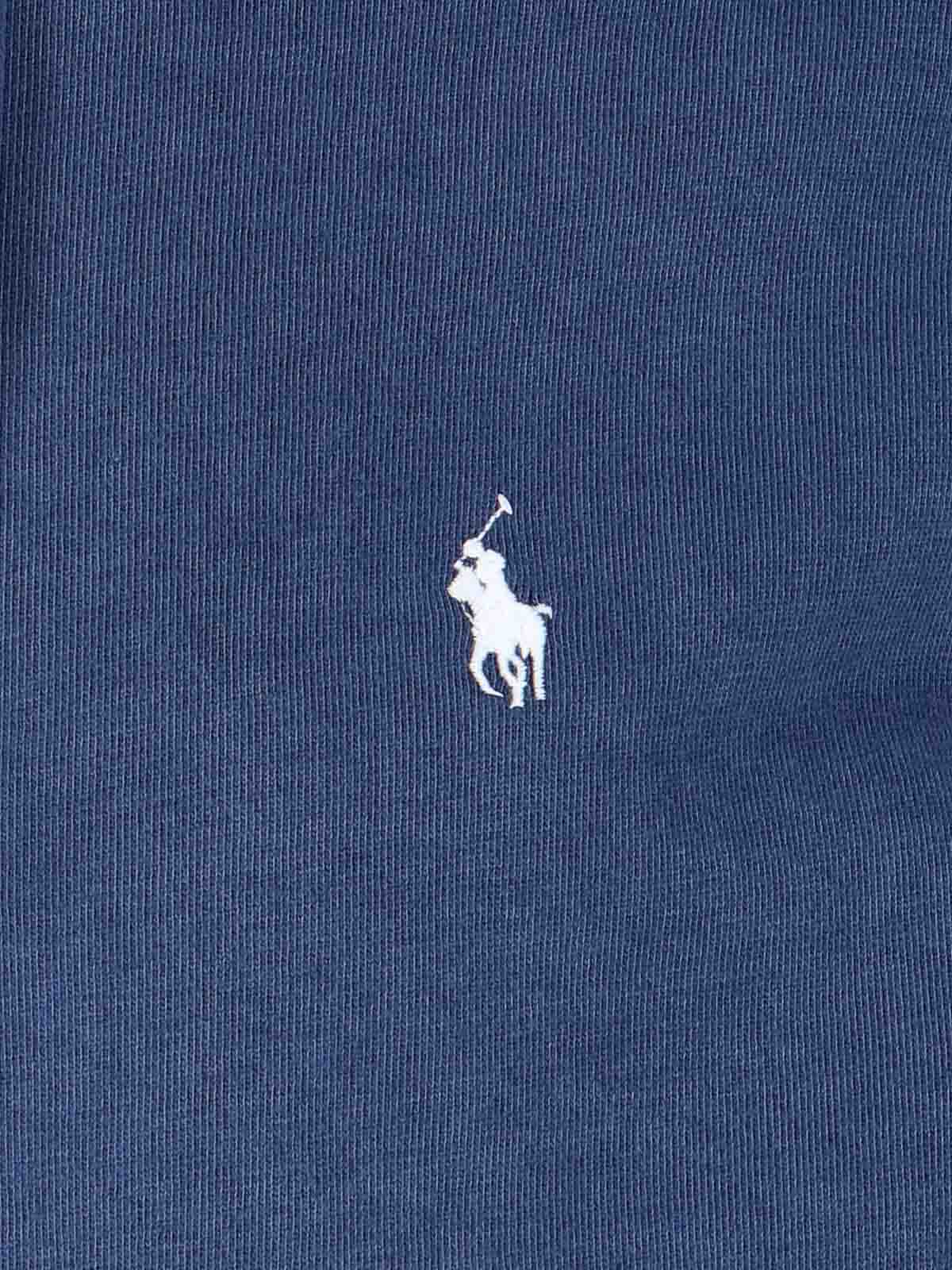 Shop Polo Ralph Lauren Logo Zip Sweatshirt In Blue