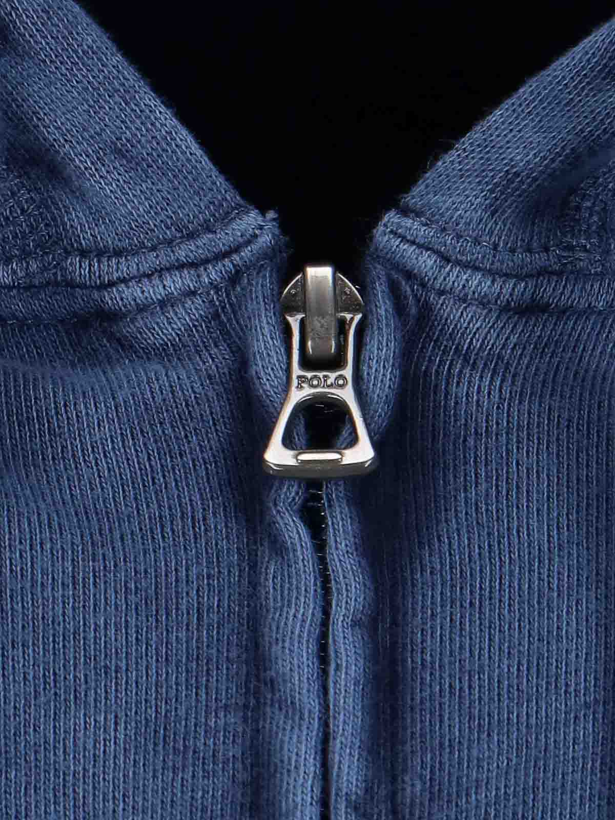 Shop Polo Ralph Lauren Logo Zip Sweatshirt In Blue