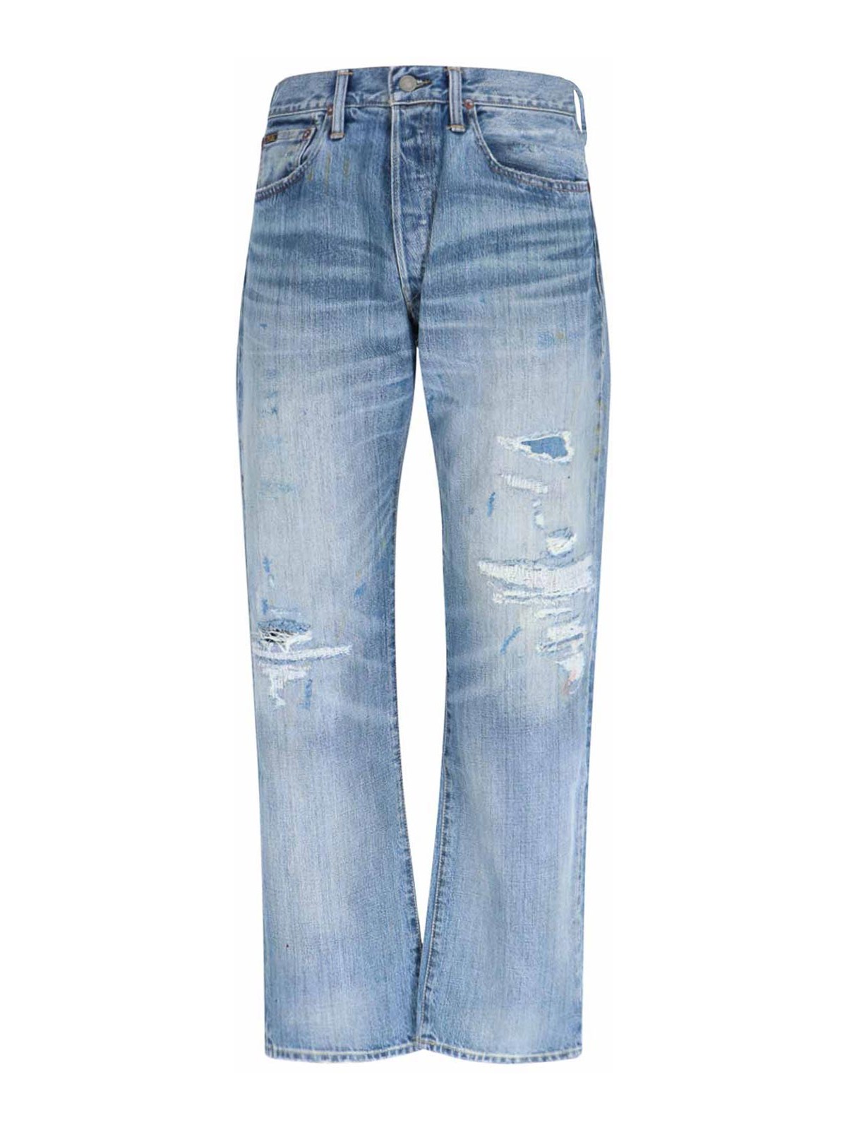 Shop Polo Ralph Lauren Destroyed Jeans In Blue