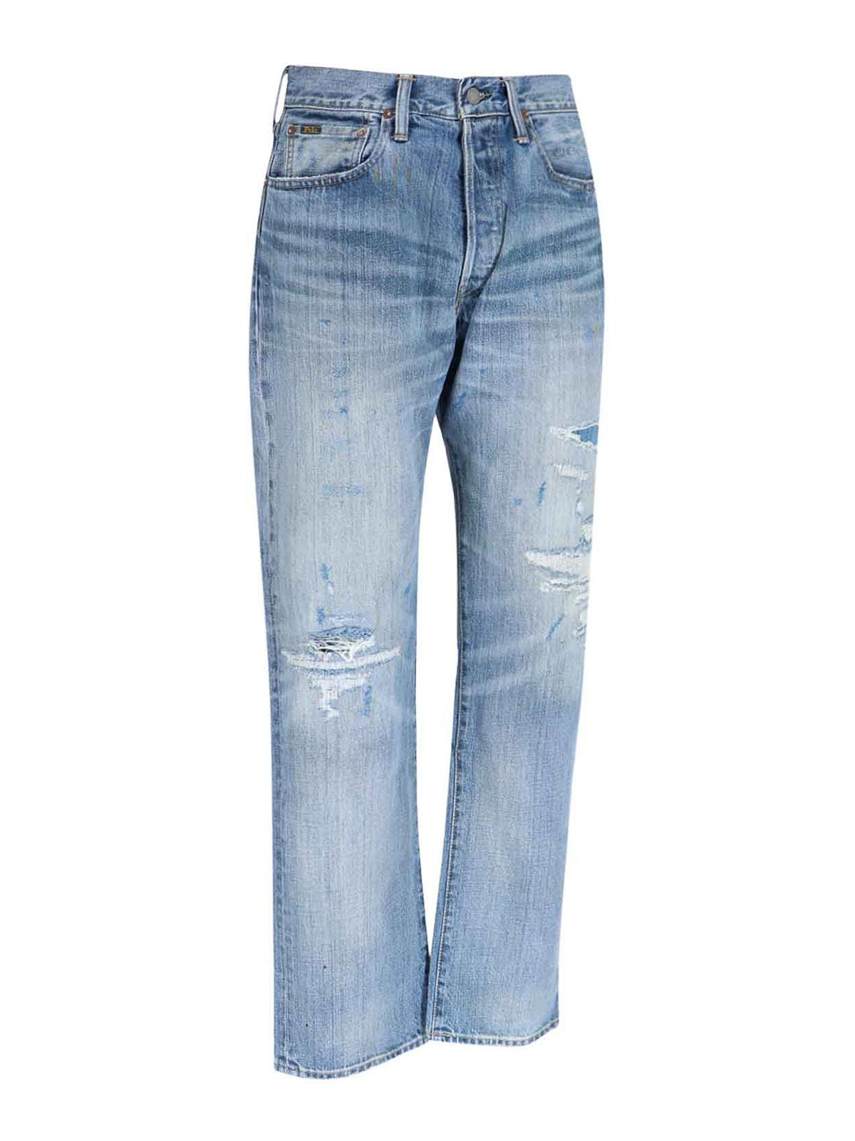 Shop Polo Ralph Lauren Destroyed Jeans In Blue