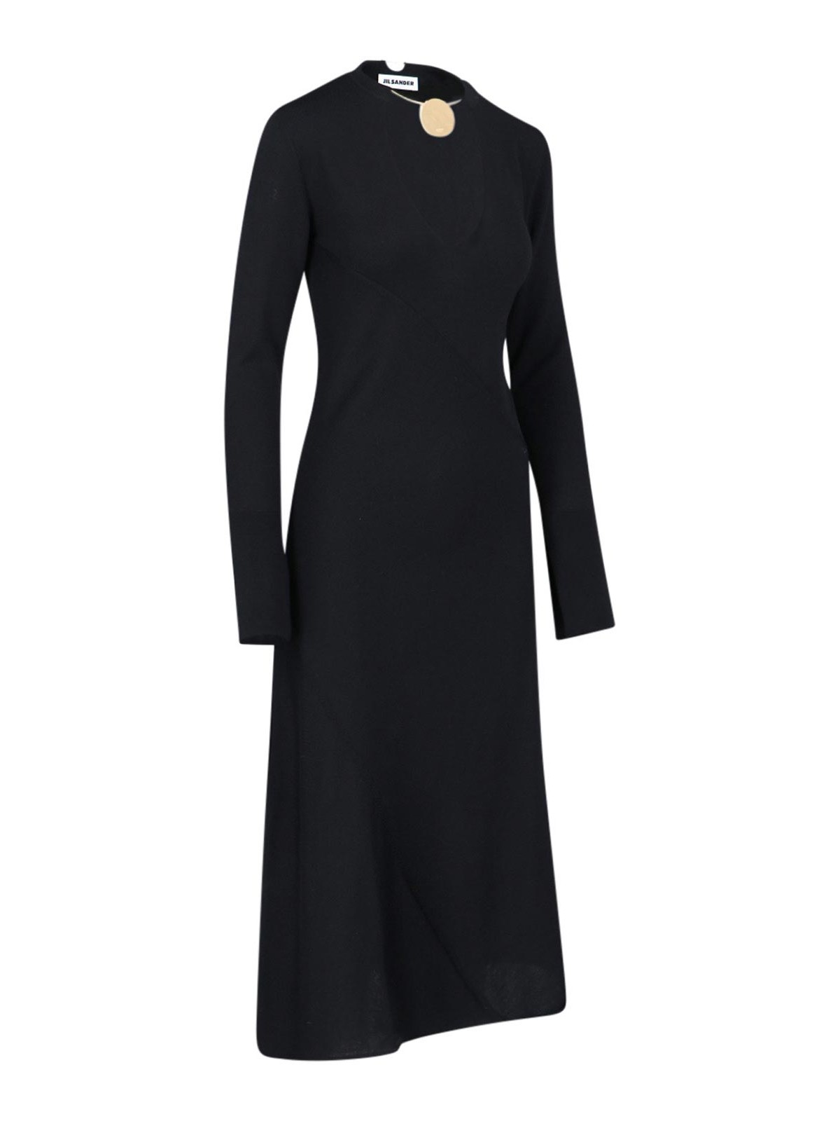 Shop Jil Sander Necklace Detail Dress In Black
