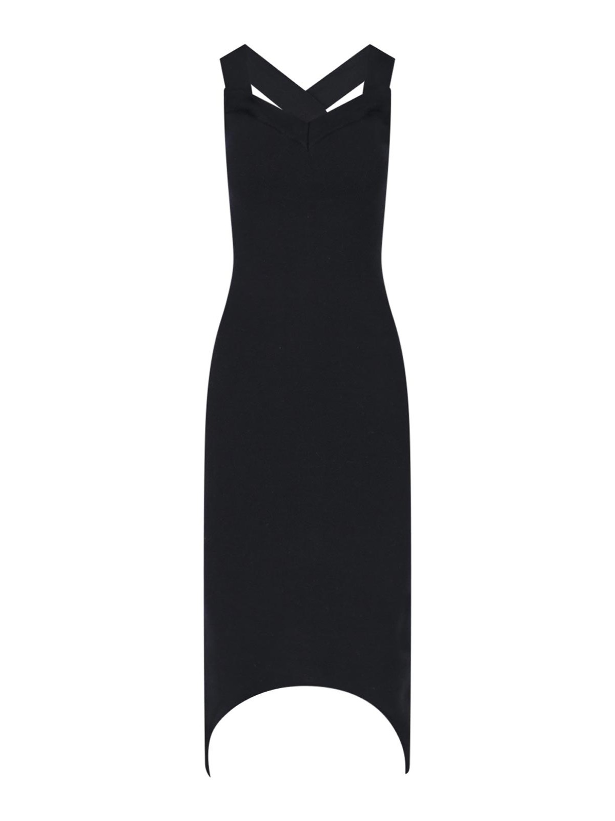 Shop Patou Asymmetrical Midi Dress In Black