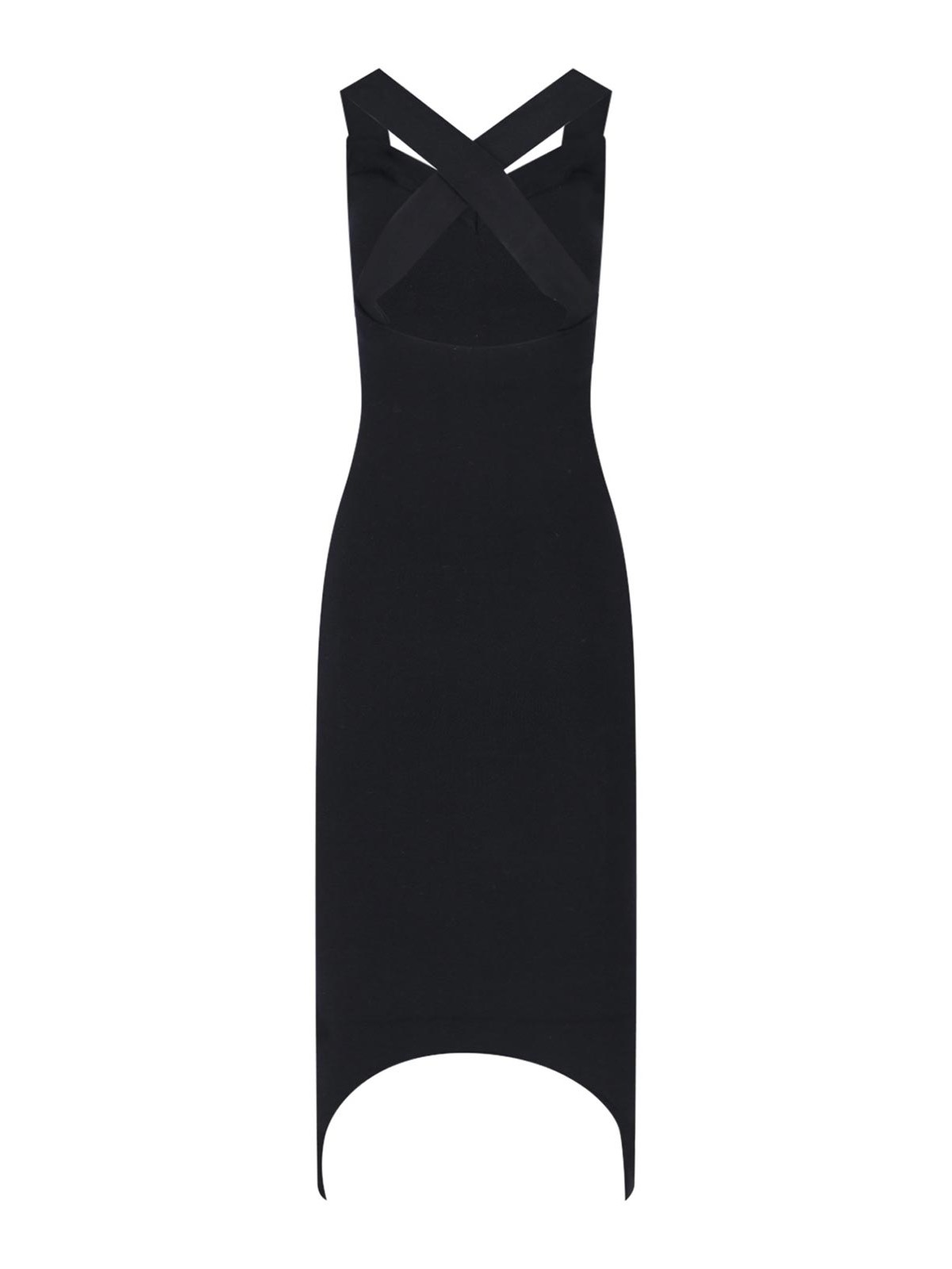 Shop Patou Asymmetrical Midi Dress In Black