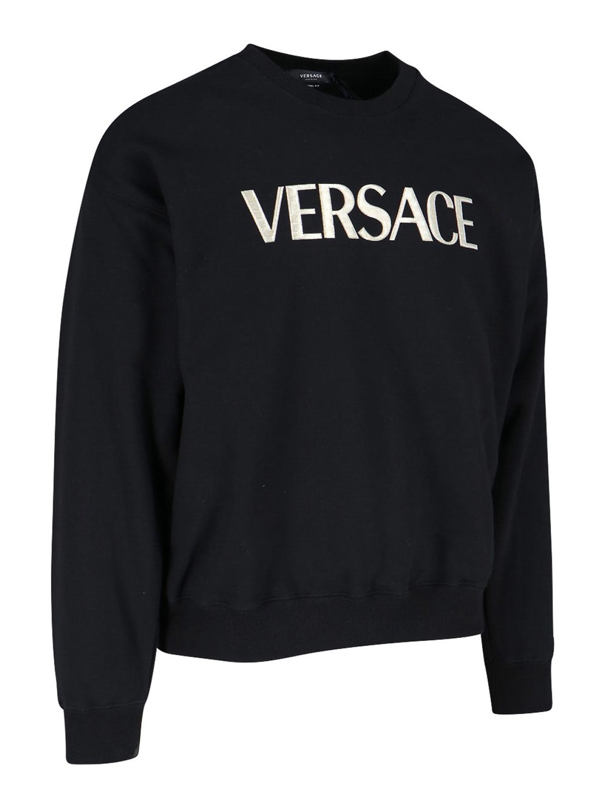 Shop Versace Logo Crew Neck Sweatshirt In Black