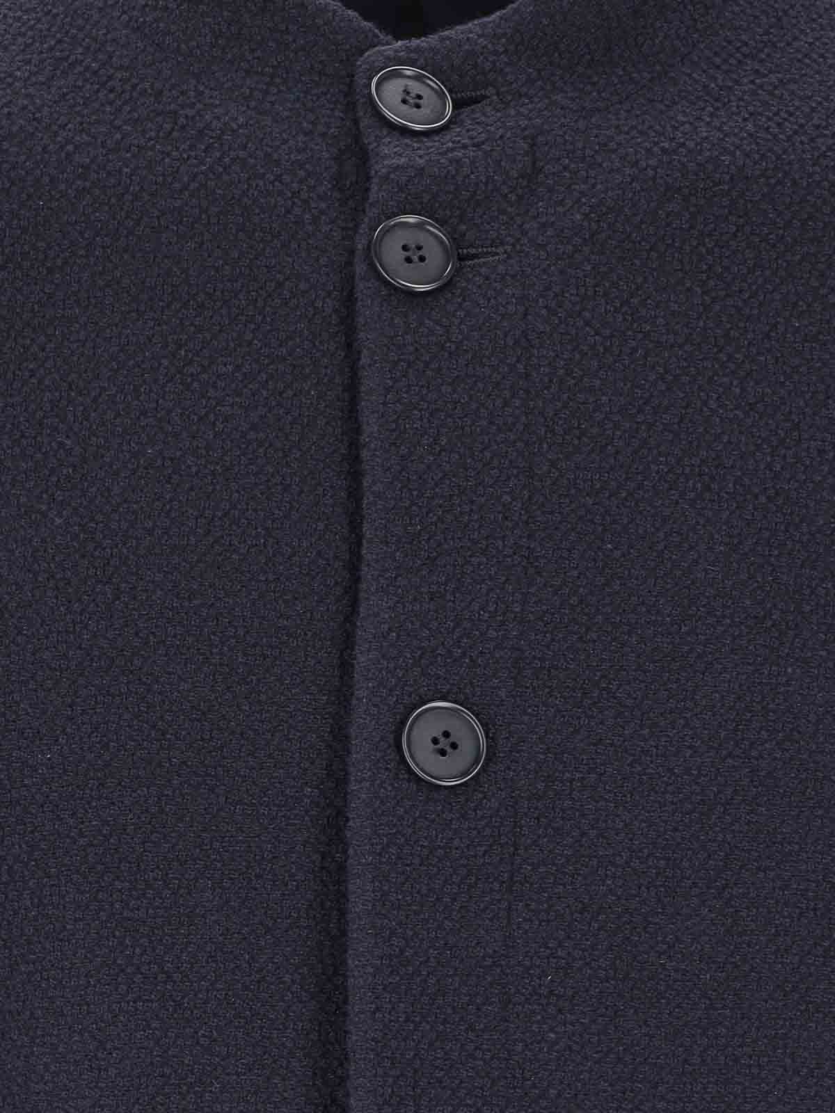 Shop Giorgio Armani Korean Collar Jacket In Blue