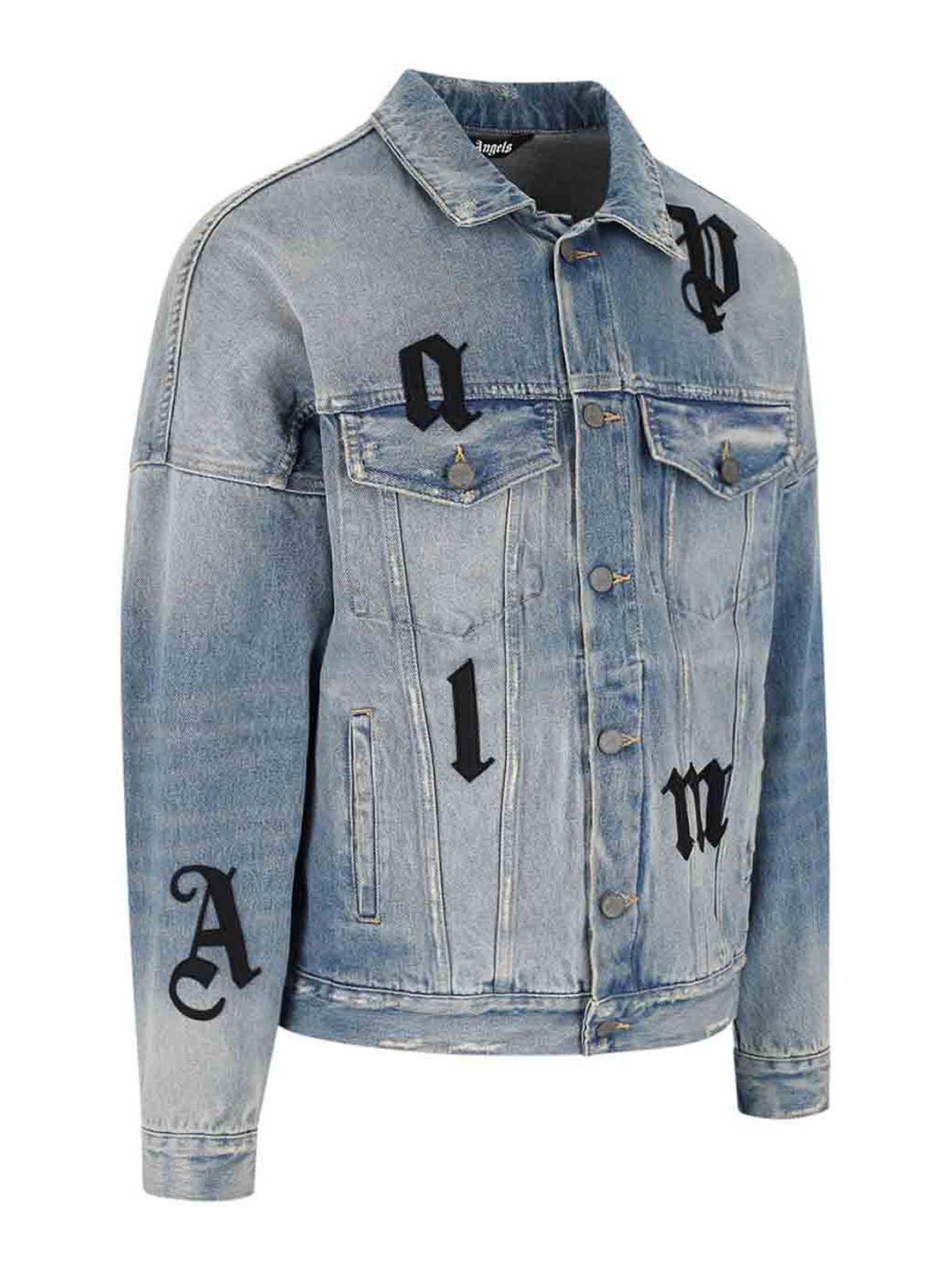Palm Angels Logo denim jacket Blue Men PMYE006F23DEN0014010