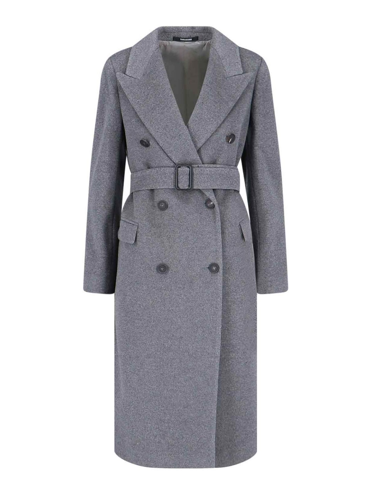 Shop Tagliatore Double-breasted Coat In Gris