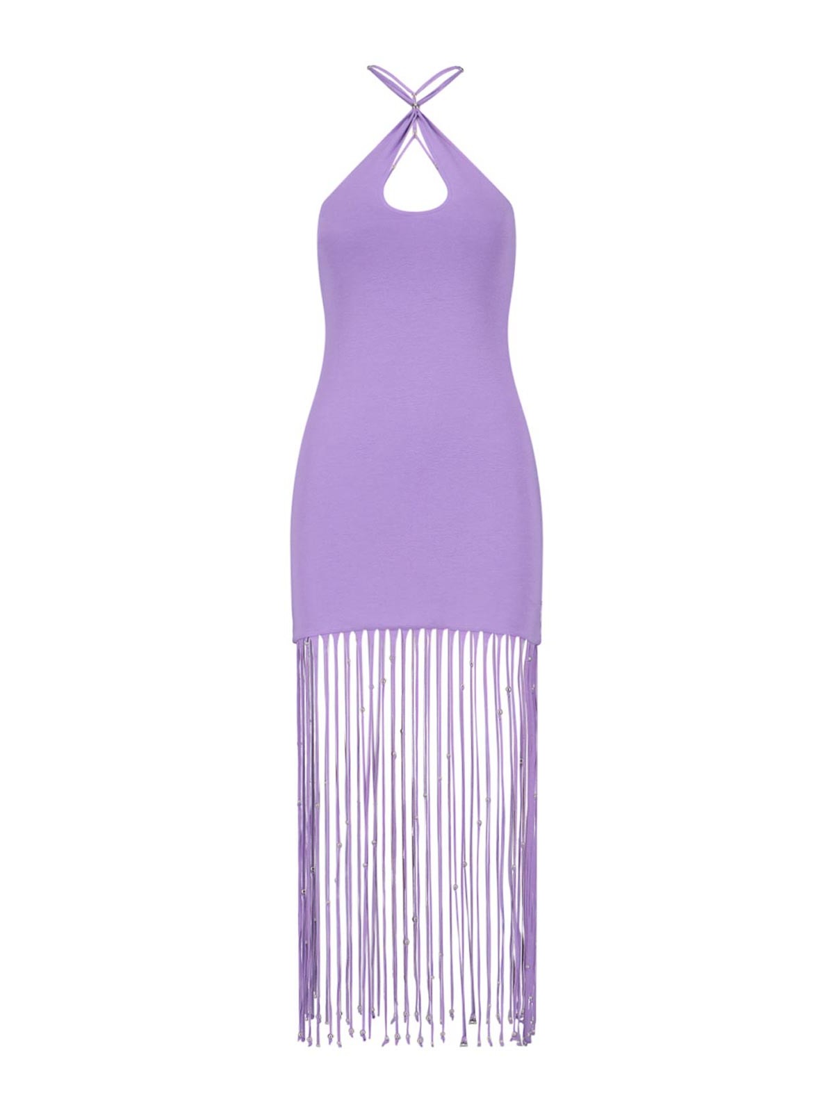 Rotate Birger Christensen Fringed detail dress|7001732853173640