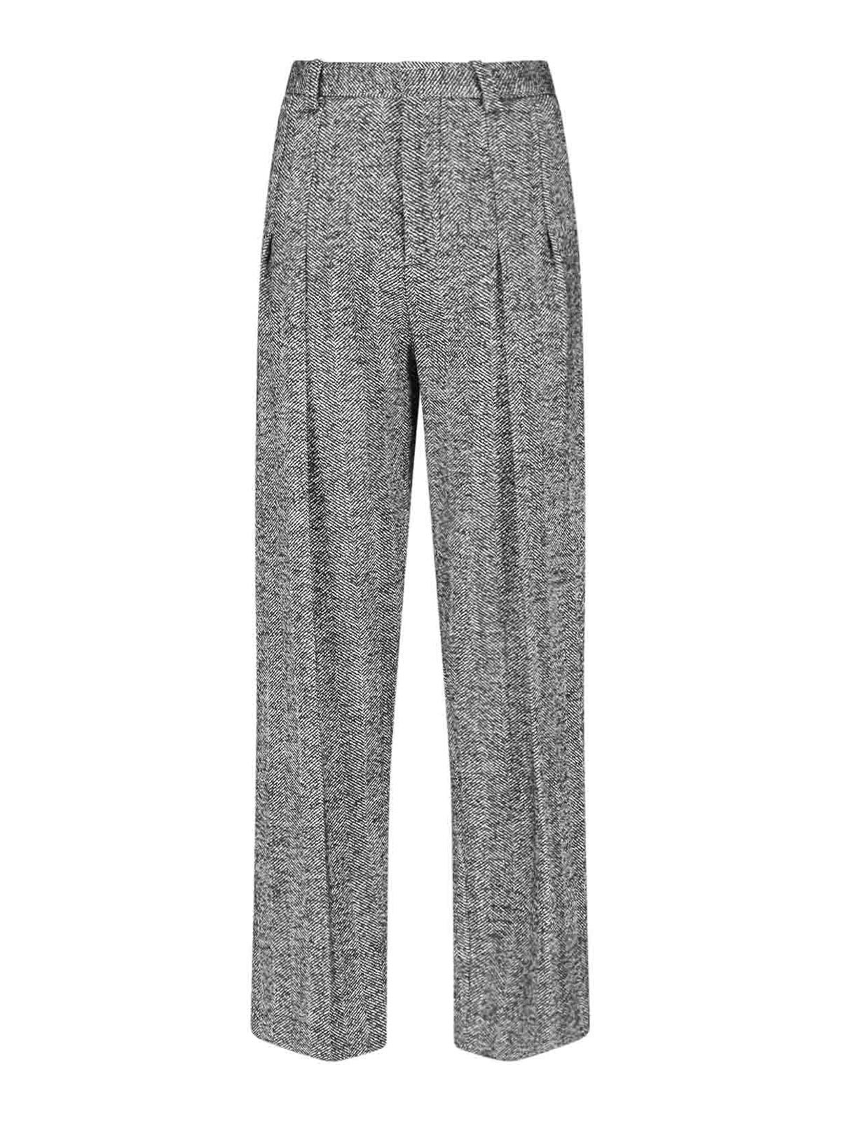 Victoria Beckham Tweed Trousers In Grey