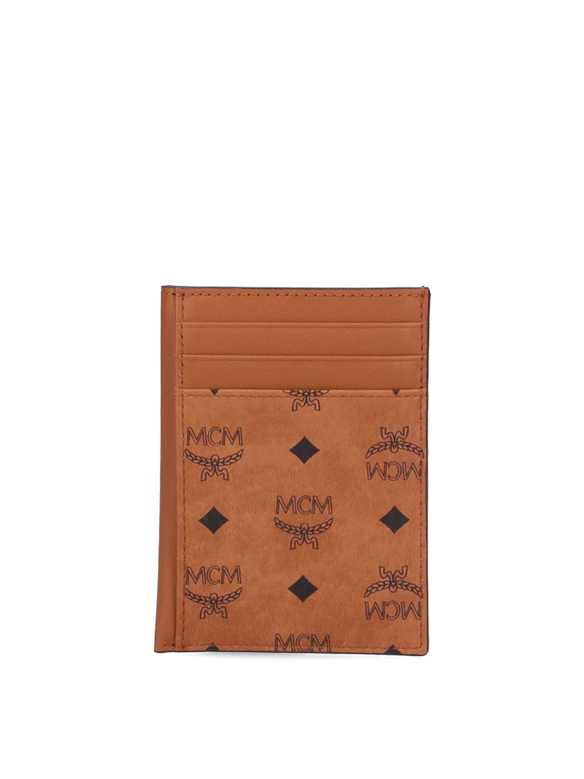 Mcm Mini Card Holder In Brown