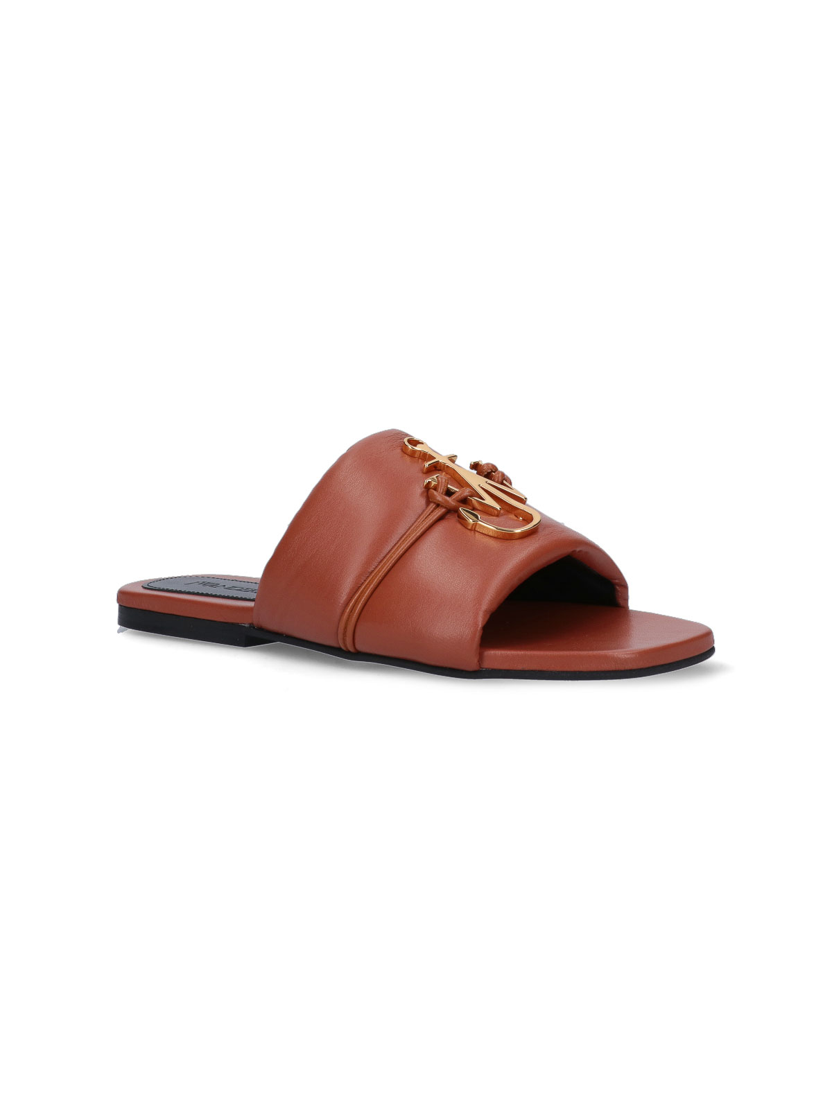 Shop Jw Anderson Logo Slide Sandals In Brown