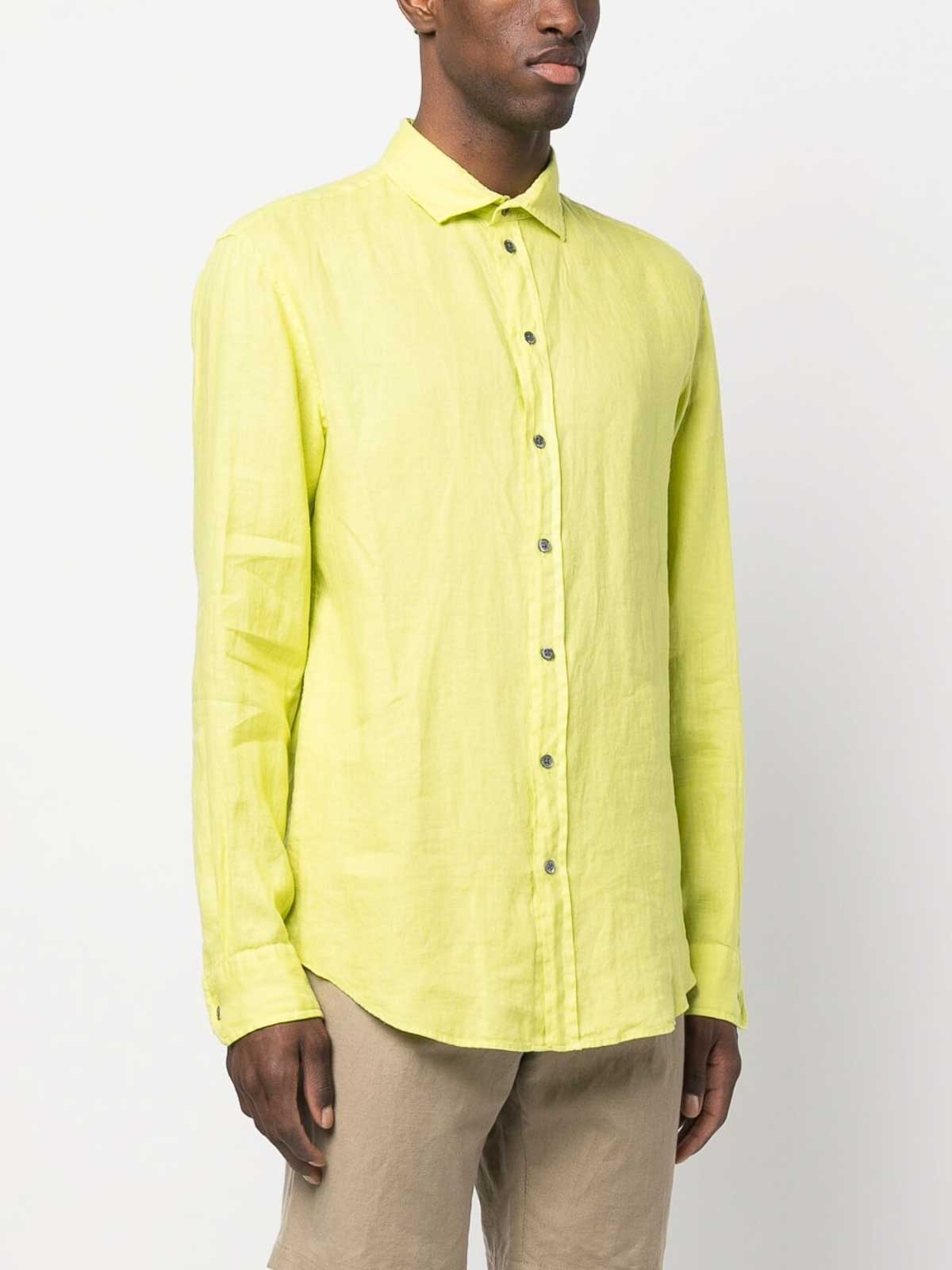 Shop Emporio Armani Linen Shirt In Green
