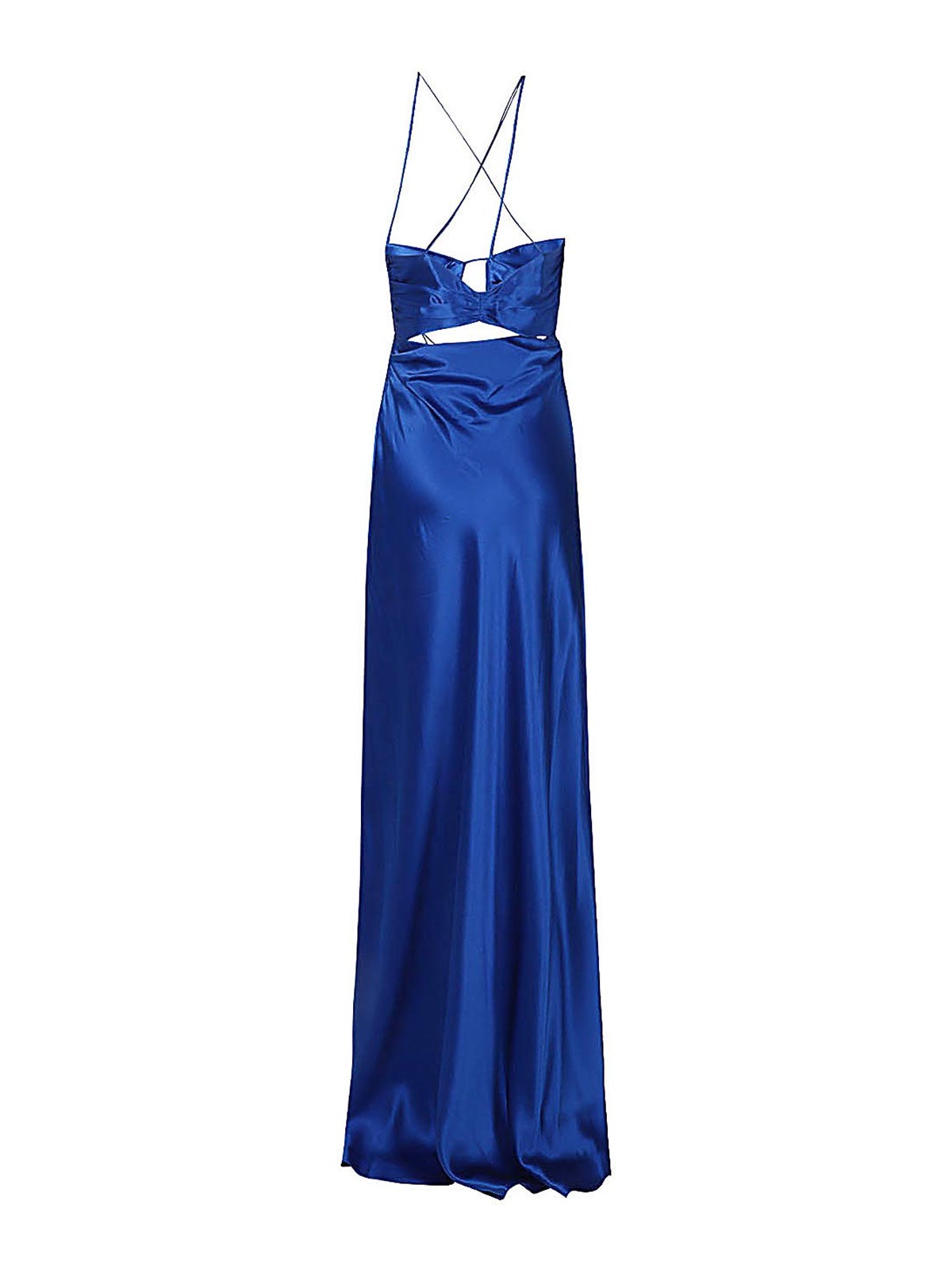 Shop The Sei Asymmetric Silk Long Dress In Blue