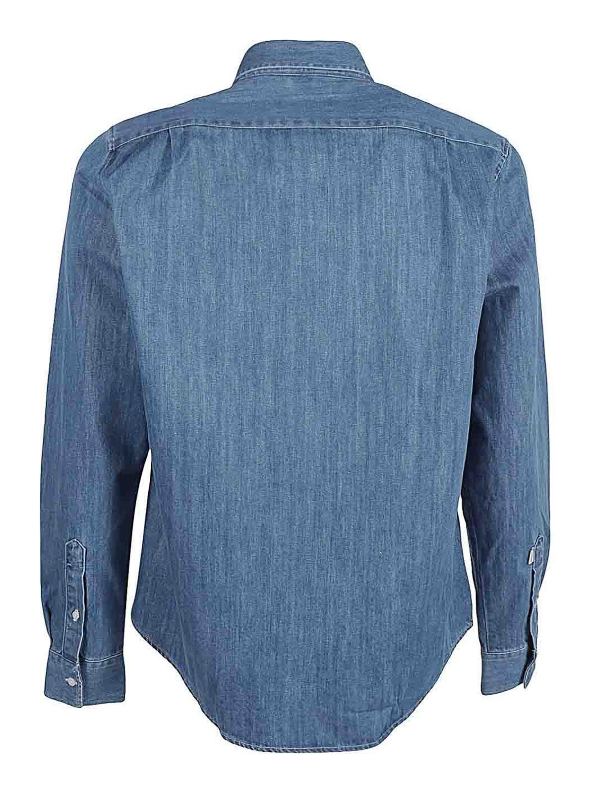 Shop Edmmond Studios Denim Shirt In Blue