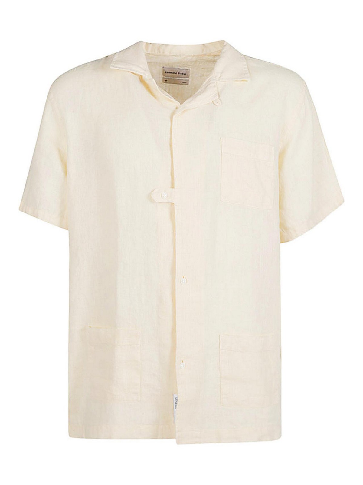 Edmmond Studios Linen Short Sleeve Shirt In White