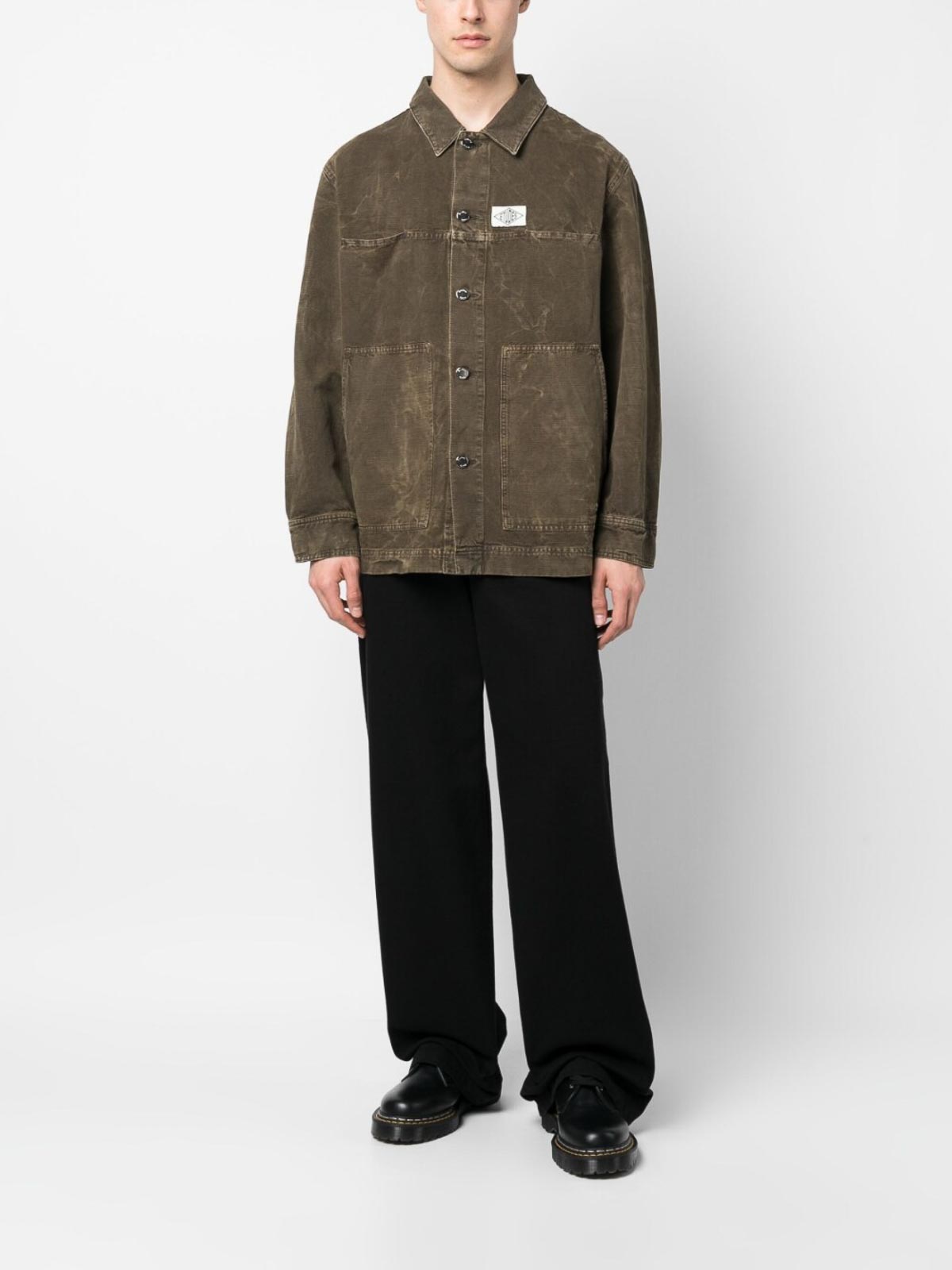 Shop Etudes Studio Cotton Linen Blend Shirt In Brown