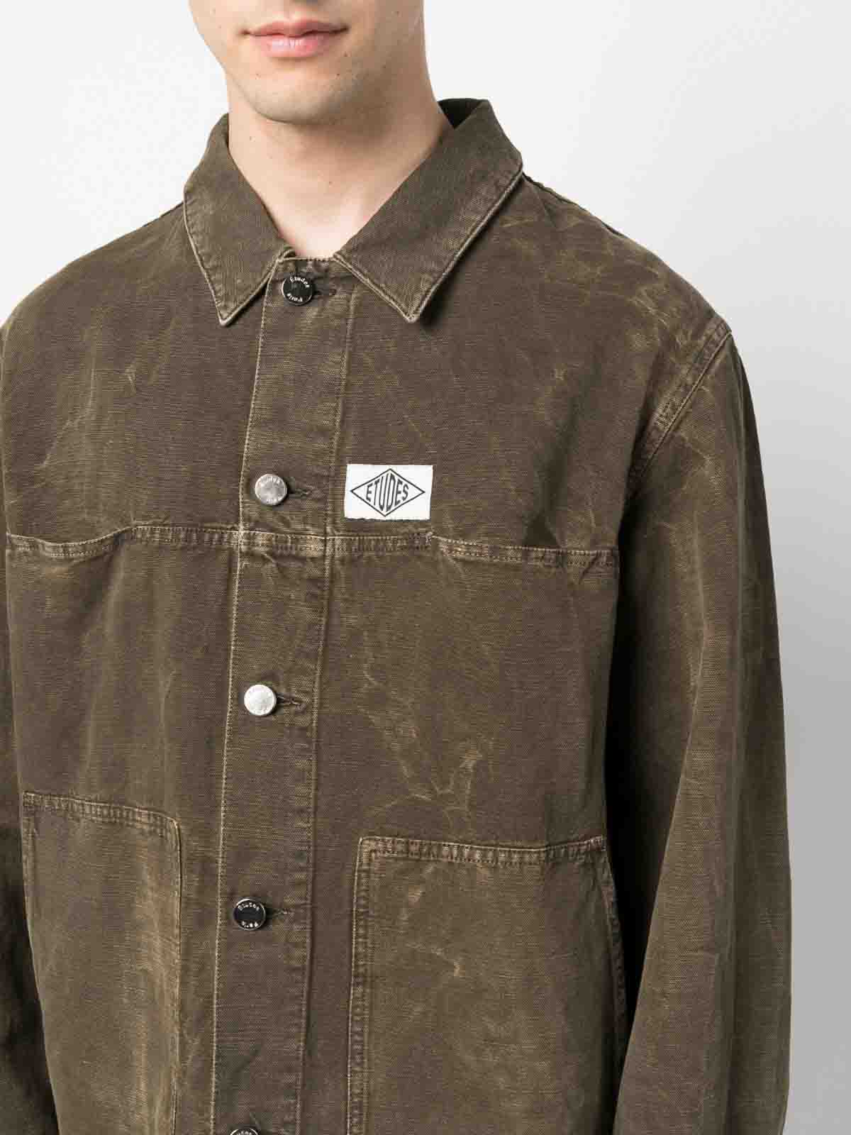 Shop Etudes Studio Cotton Linen Blend Shirt In Brown
