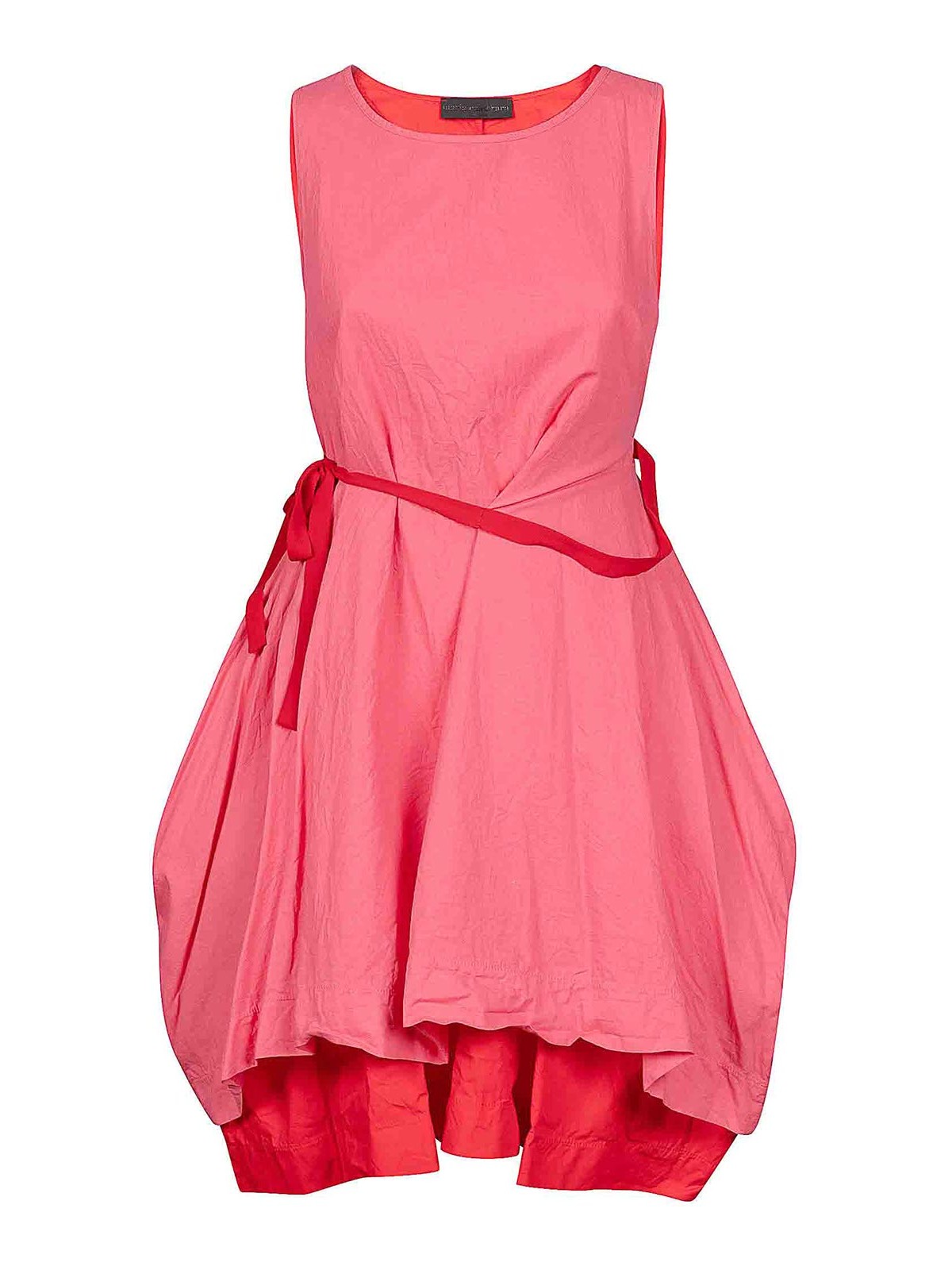Maria Calderara Cotton Short Sculptured Dress In Rojo