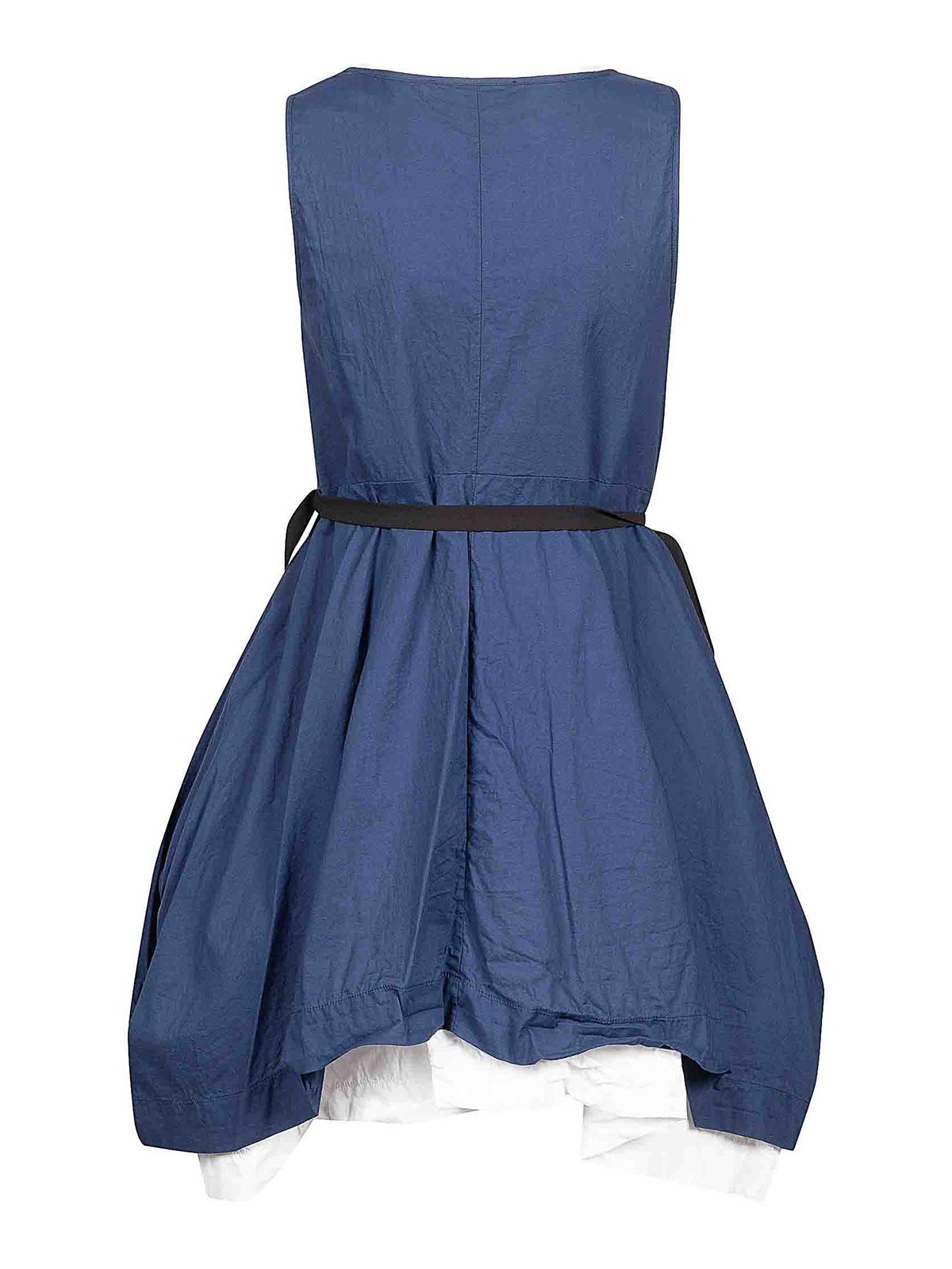 Shop Maria Calderara Cotton Short Sculptured Dress In Blue