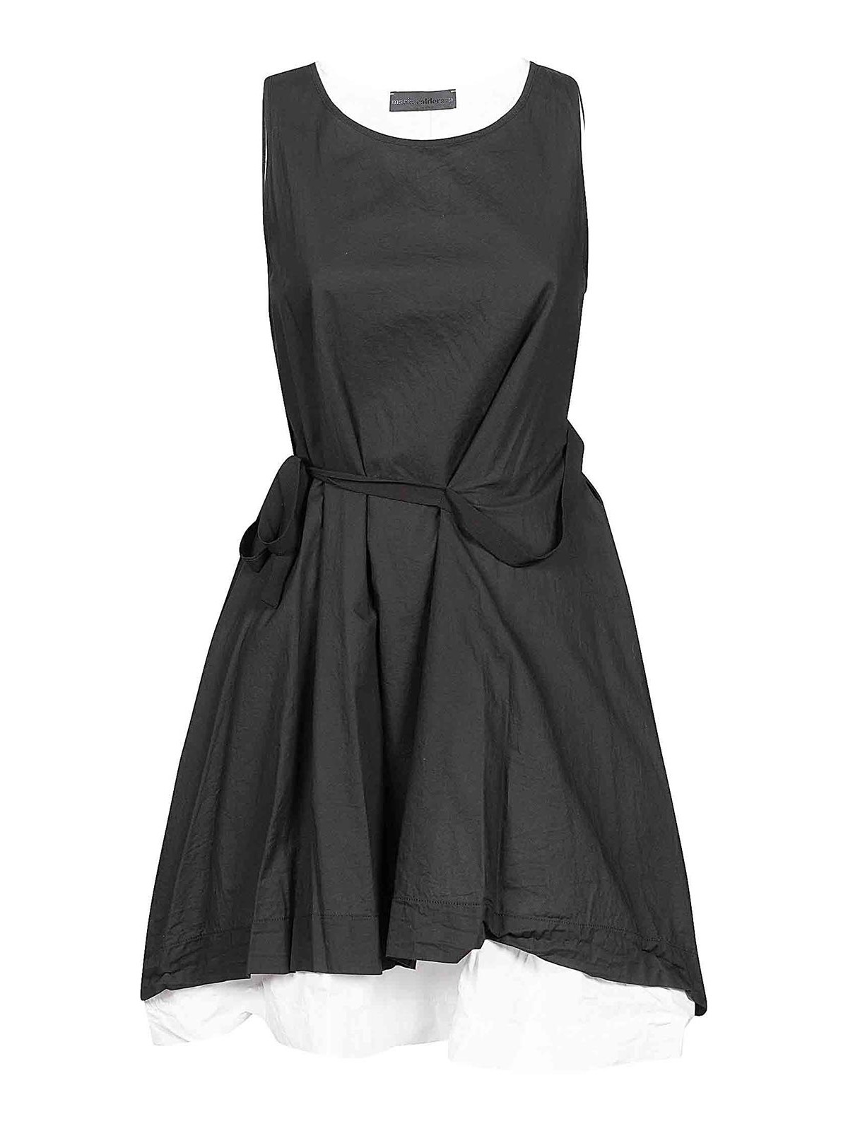 Maria Calderara Cotton Short Sculptured Dress In Negro