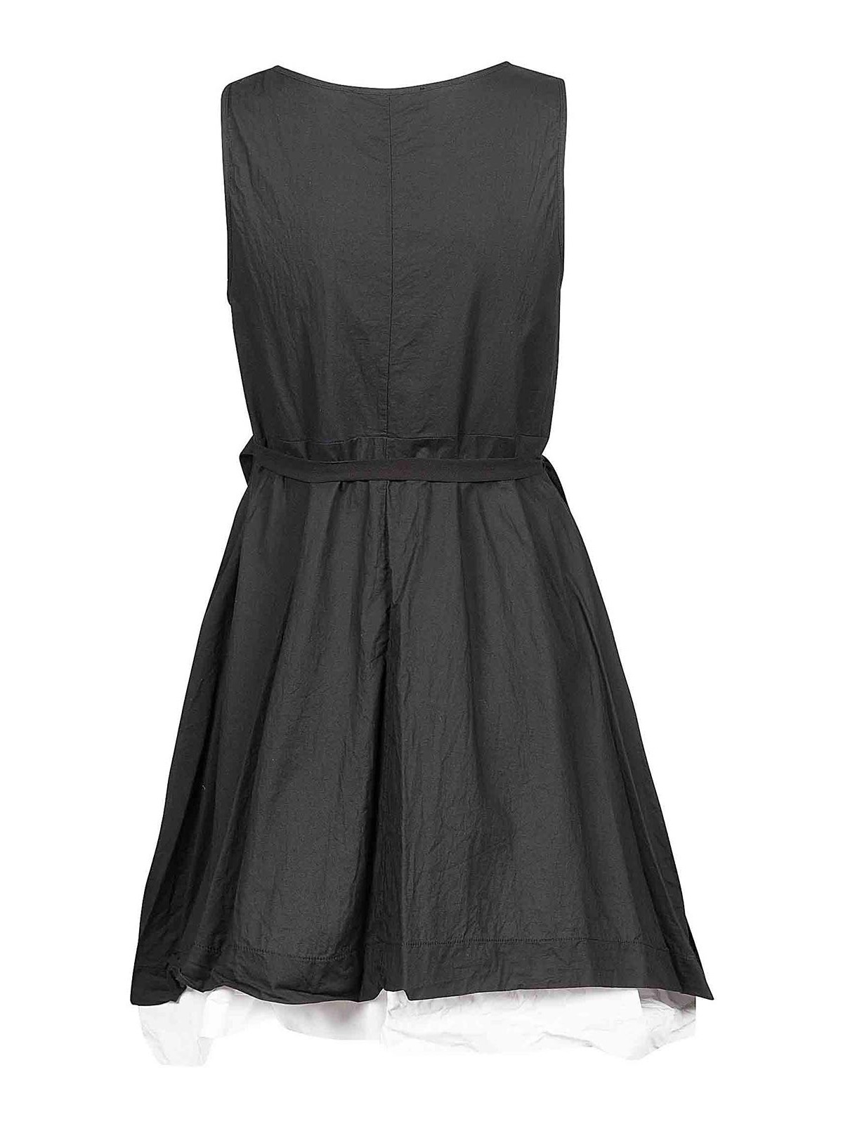 Shop Maria Calderara Cotton Short Sculptured Dress In Negro
