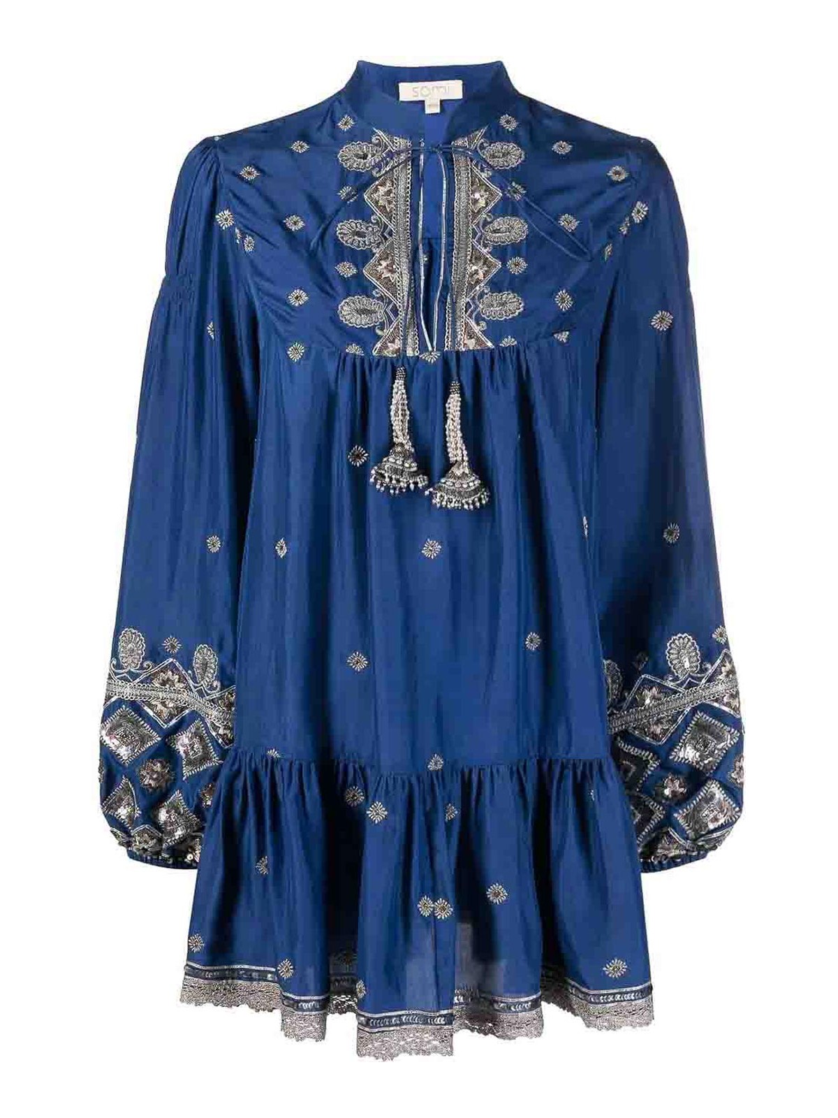Shop Somi Silk Short Tunic In Blue