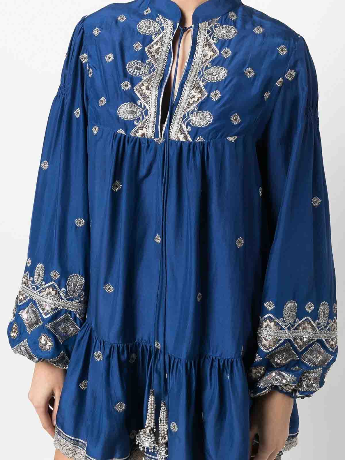 Shop Somi Silk Short Tunic In Blue