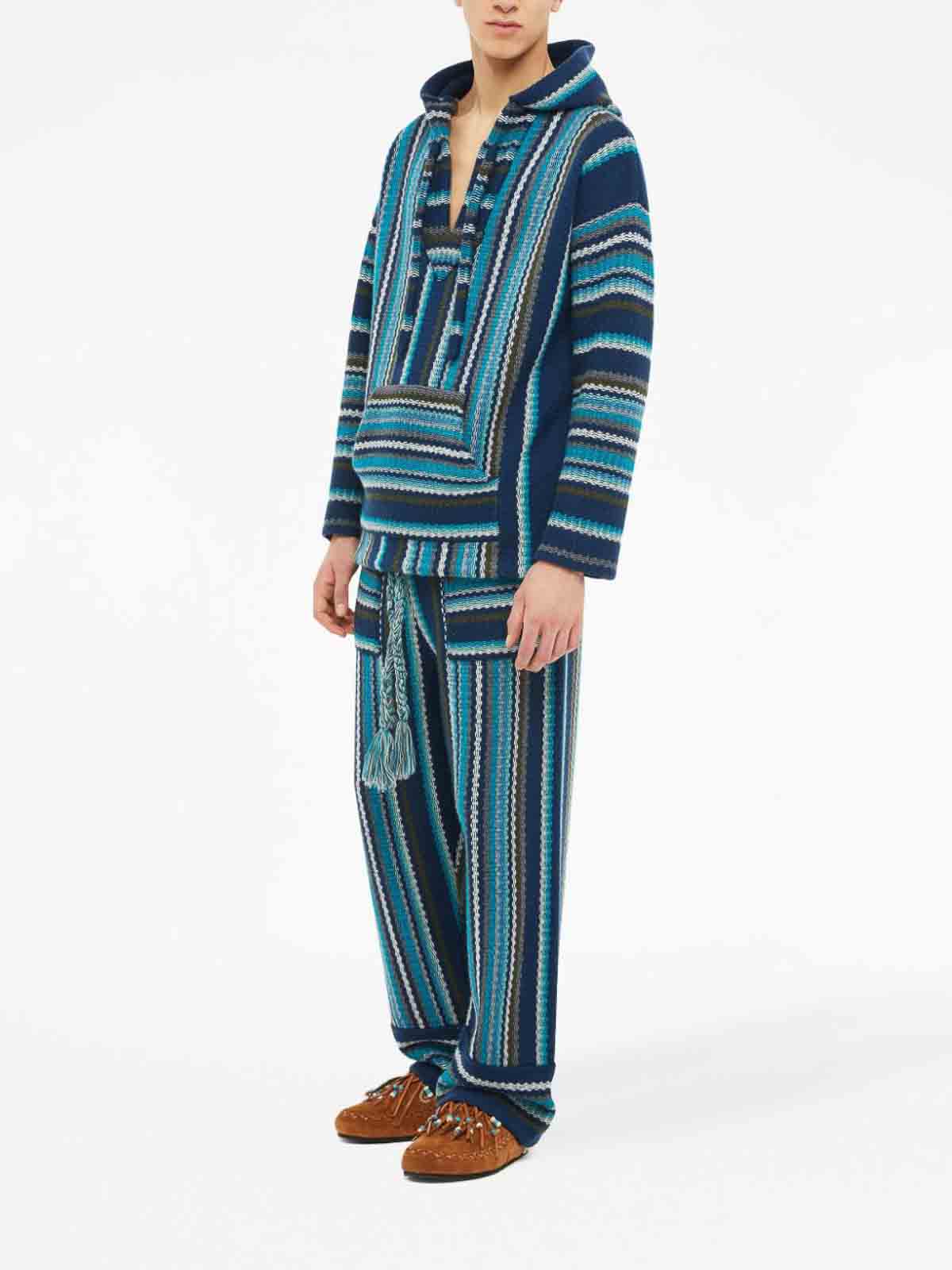 Shop Alanui Striped Hoodie In Azul