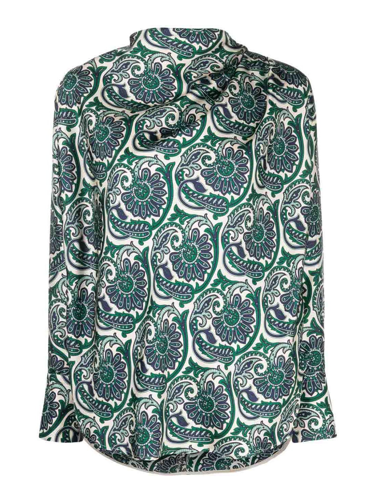 Alberto Biani Paisley-print Silk Blouse In Green