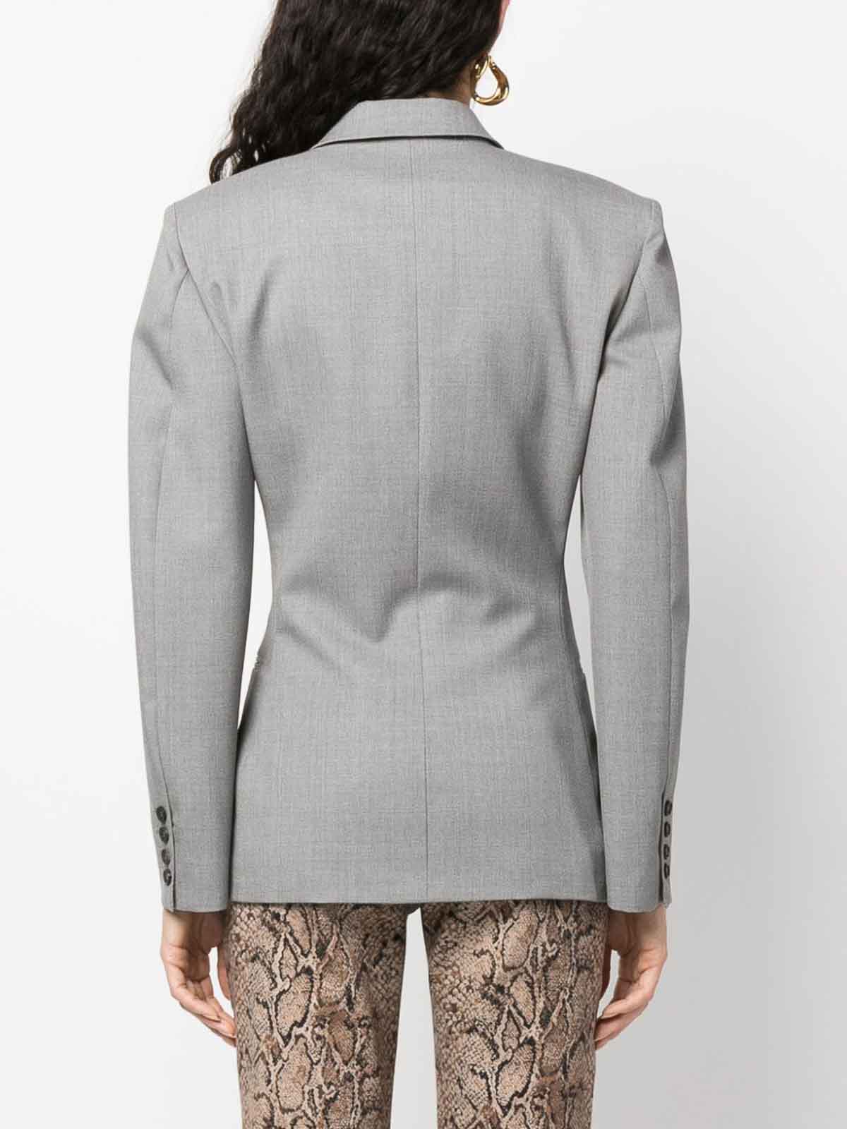 Shop Armarium Double-breasted Wool Jacket In Grey