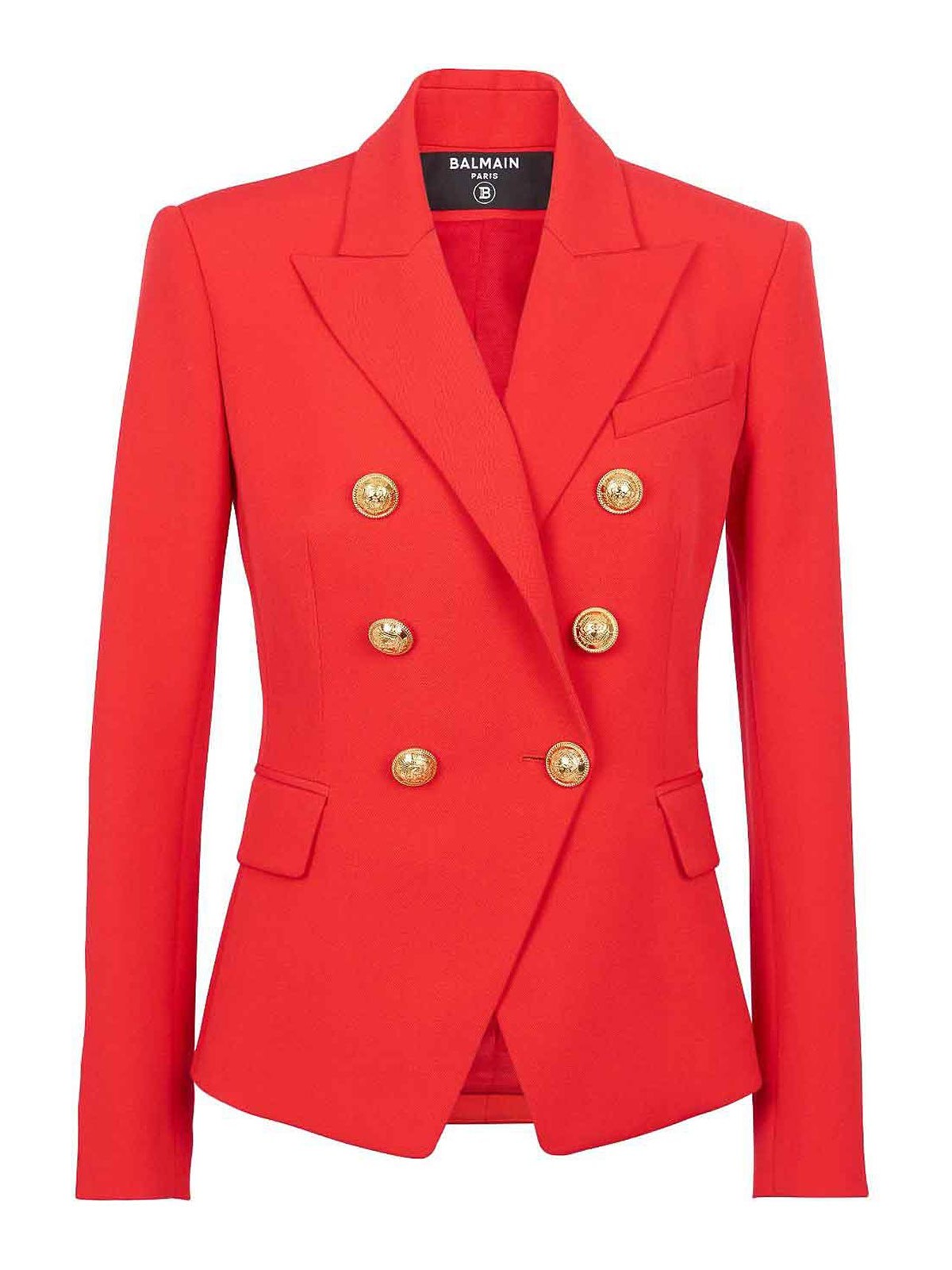 Balmain Classic Wool Blazer With Button Detail In Red