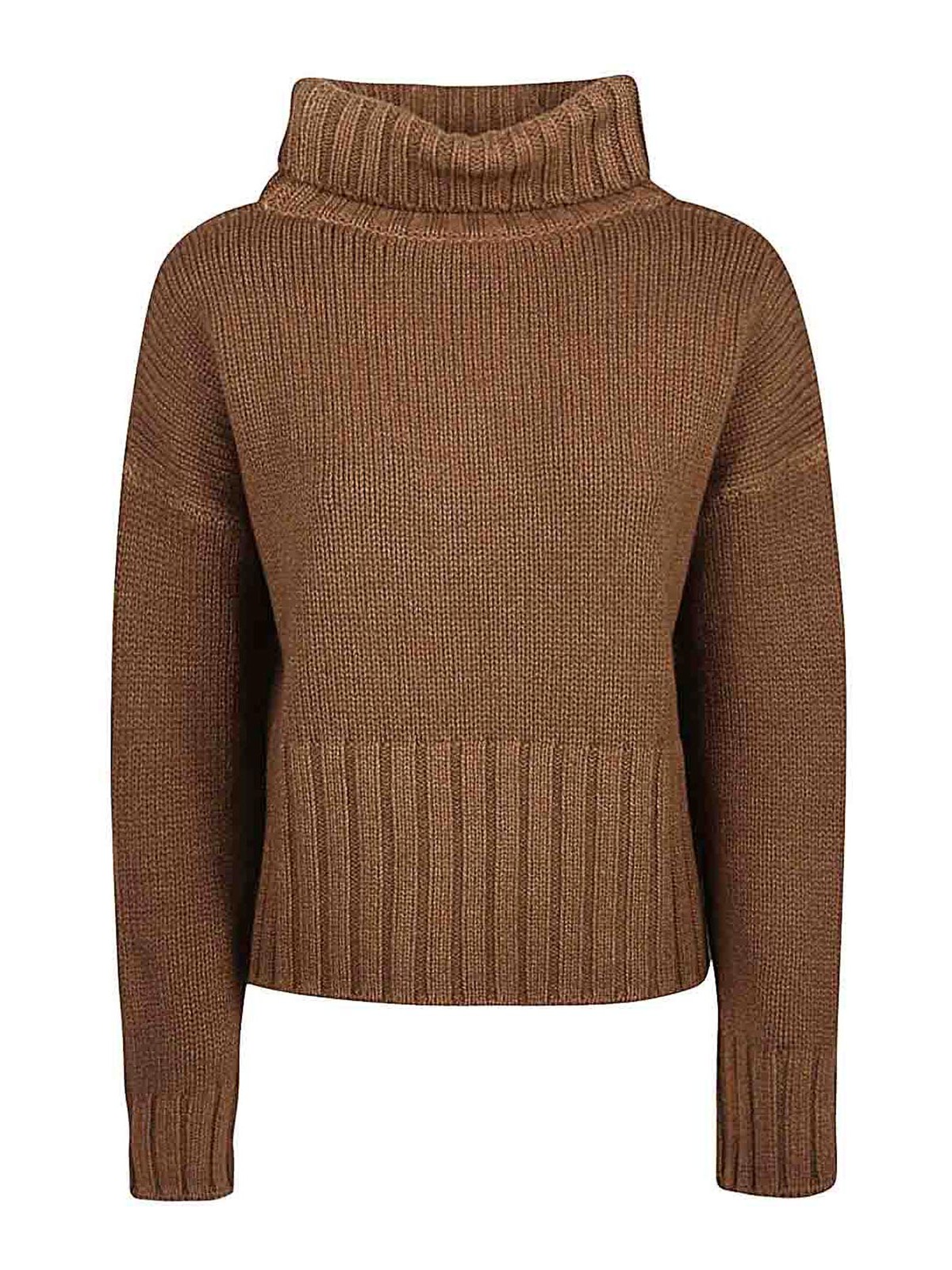 Shop Base Wool And Cashmere Blend Turtleneck Sweater In Brown
