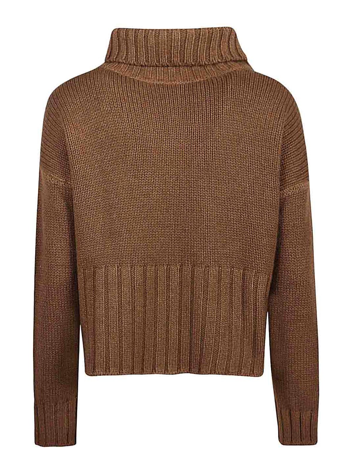 Shop Base Wool And Cashmere Blend Turtleneck Sweater In Brown