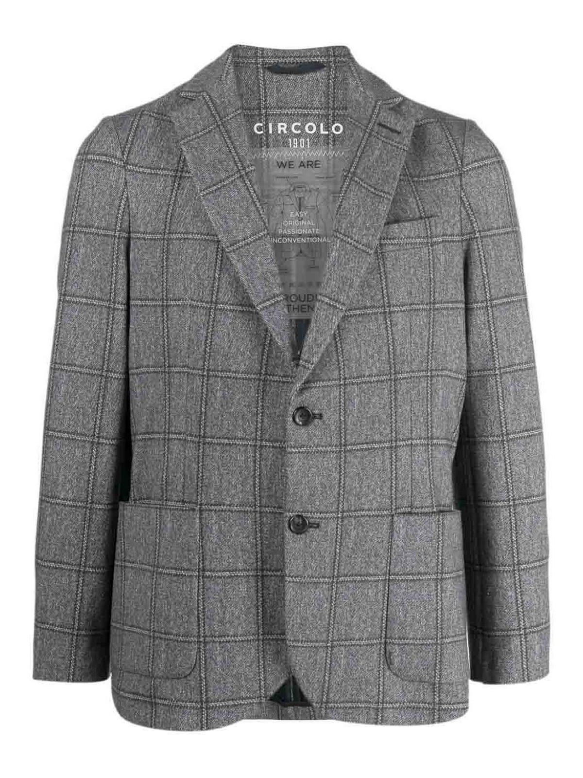 Shop Circolo 1901 Single-breasted Checked Cotton Jacket In Azul
