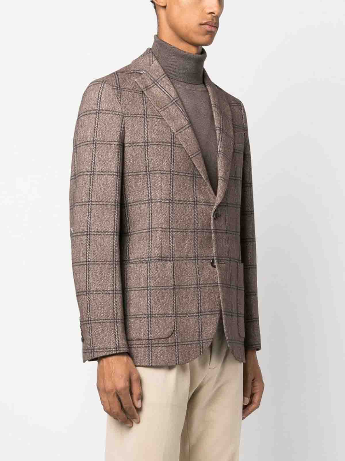 Shop Circolo 1901 Single-breasted Checked Cotton Jacket In Brown