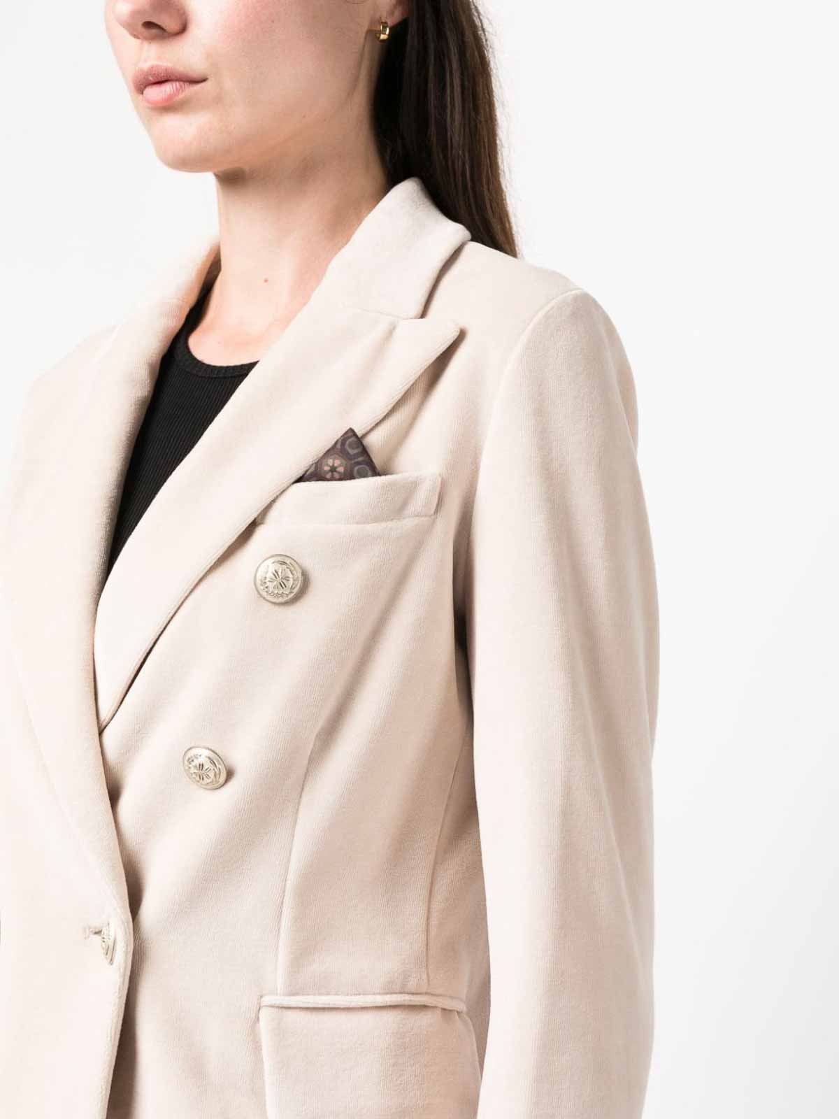 Shop Circolo 1901 Double-breasted Cotton Blend Jacket In Beige
