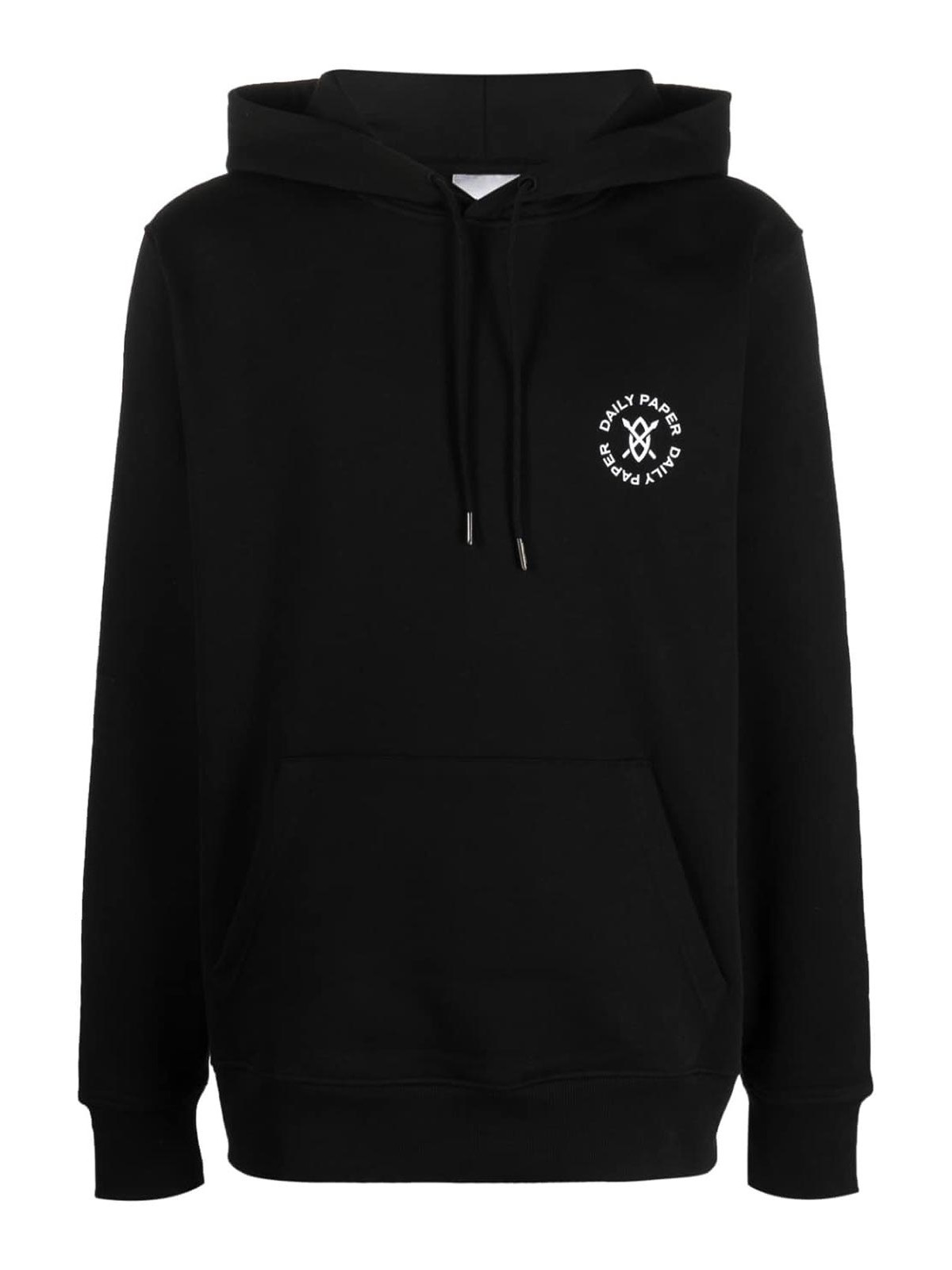 Daily Paper Logo Cotton Hoodie In Black