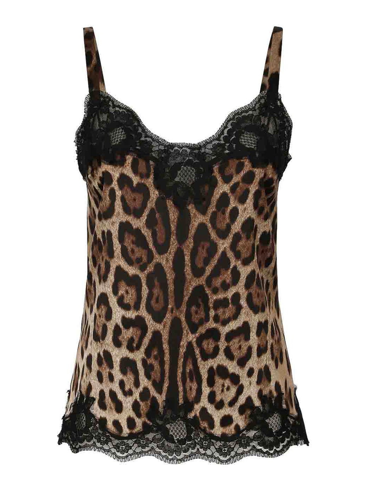Shop Dolce & Gabbana Leopard Print Silk Top In Marrón